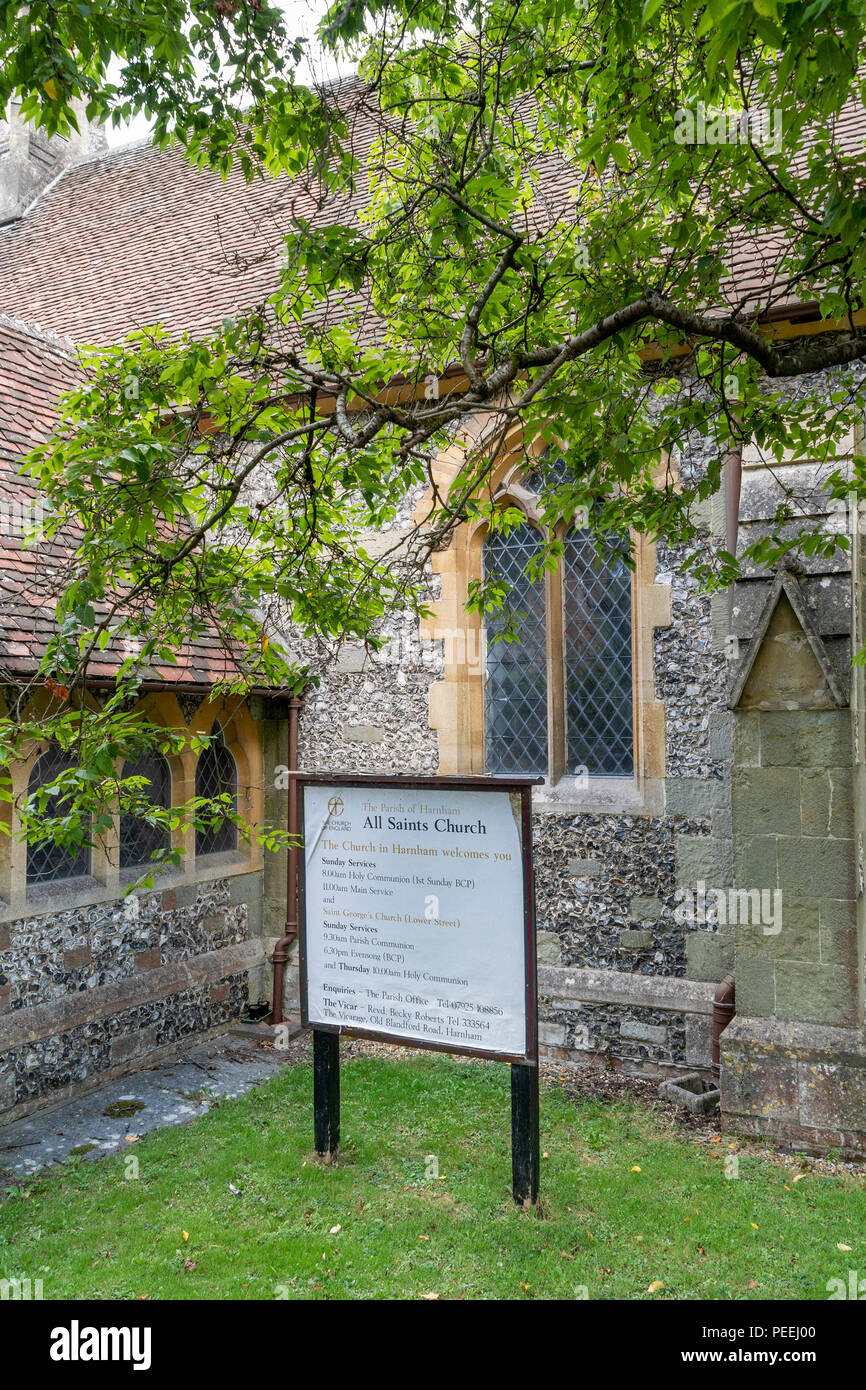 All Saints church Harnham Salisbury UK notice board Stock Photo Alamy