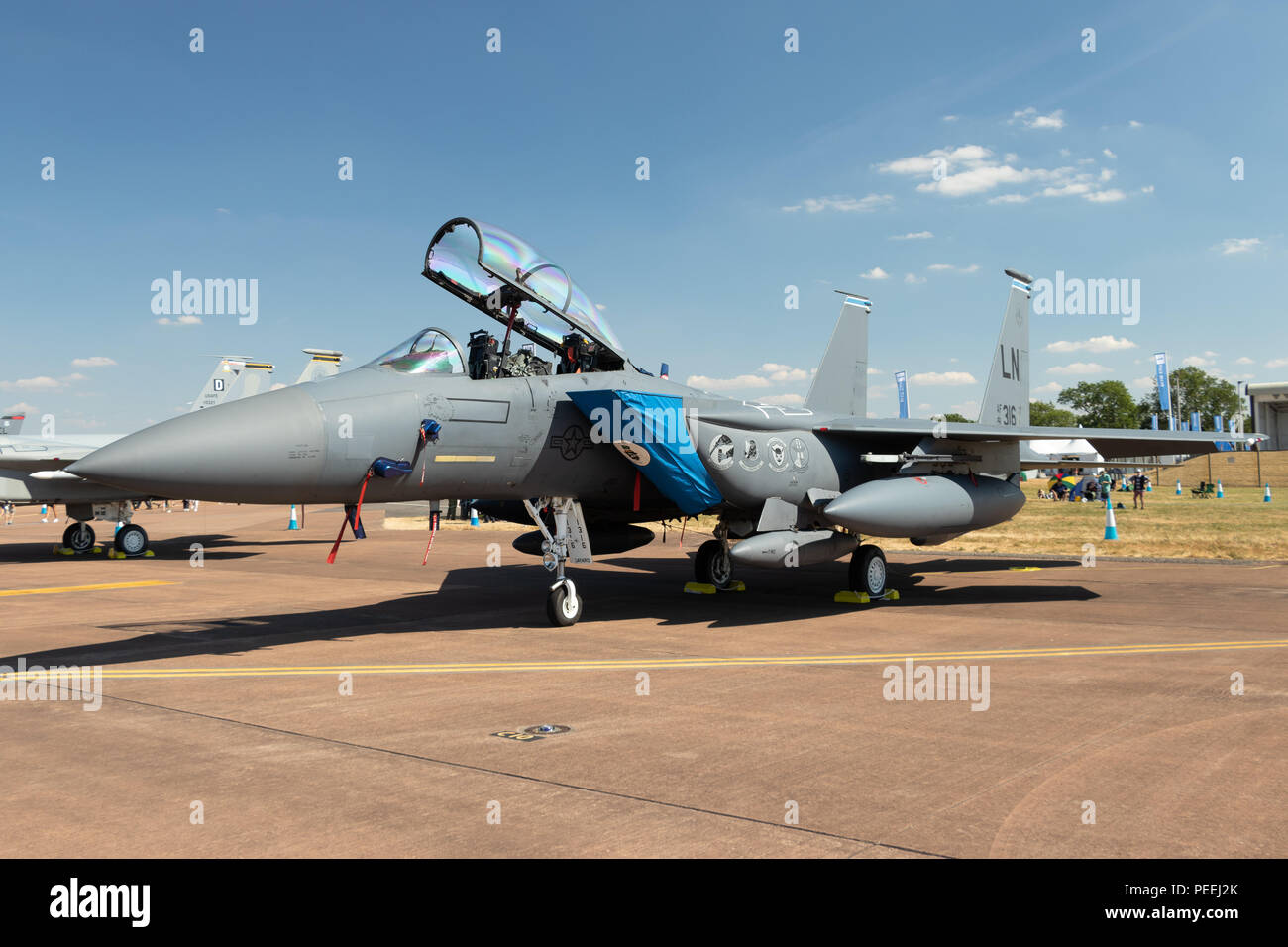USAF F15 Strike Eagle at the 2018 Royal International Air Tattoo aka RIAT Stock Photo