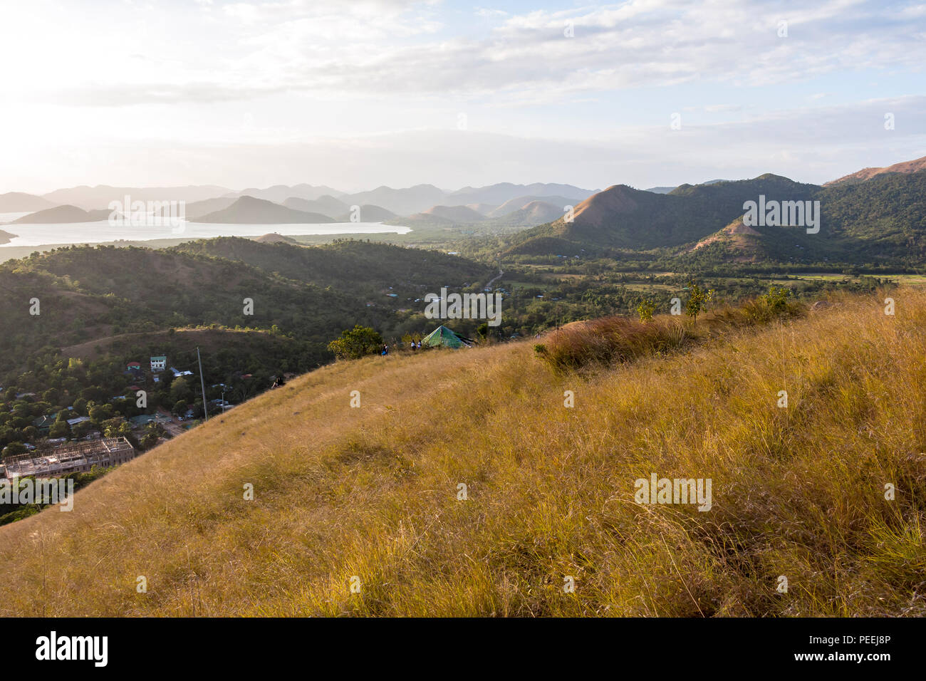 View over philippine landscape in Coron town Stock Photo