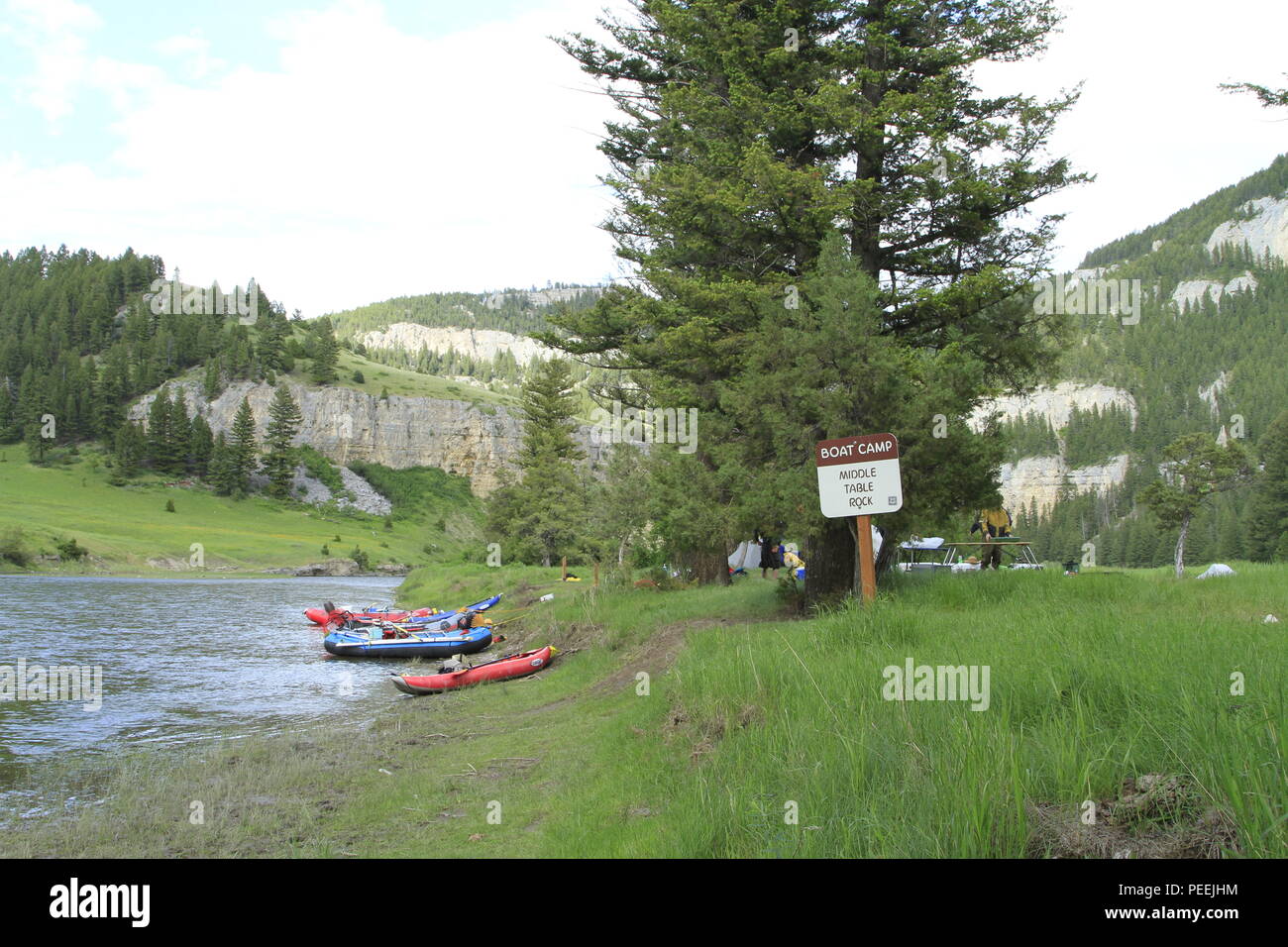 Table Rock Boat Camp, Smith River State Park, Montana, USA Stock Photo