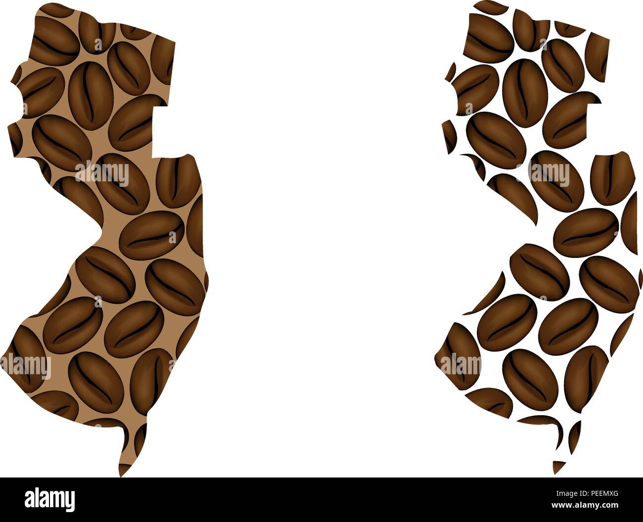 New Jersey (United States of America) map of coffee bean, New Jersey