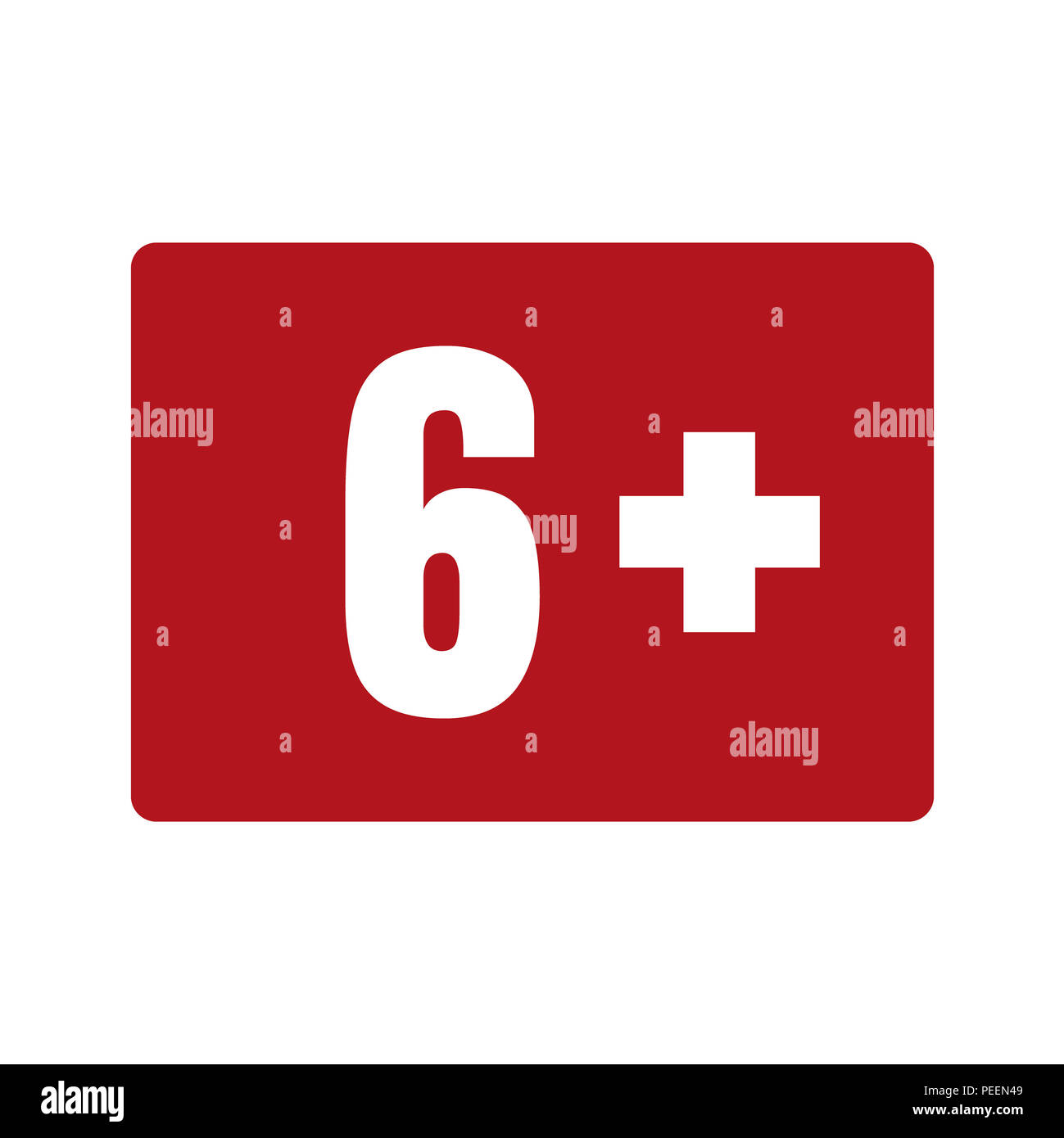 Limit age icon on red background. Icons age limit from six, flat