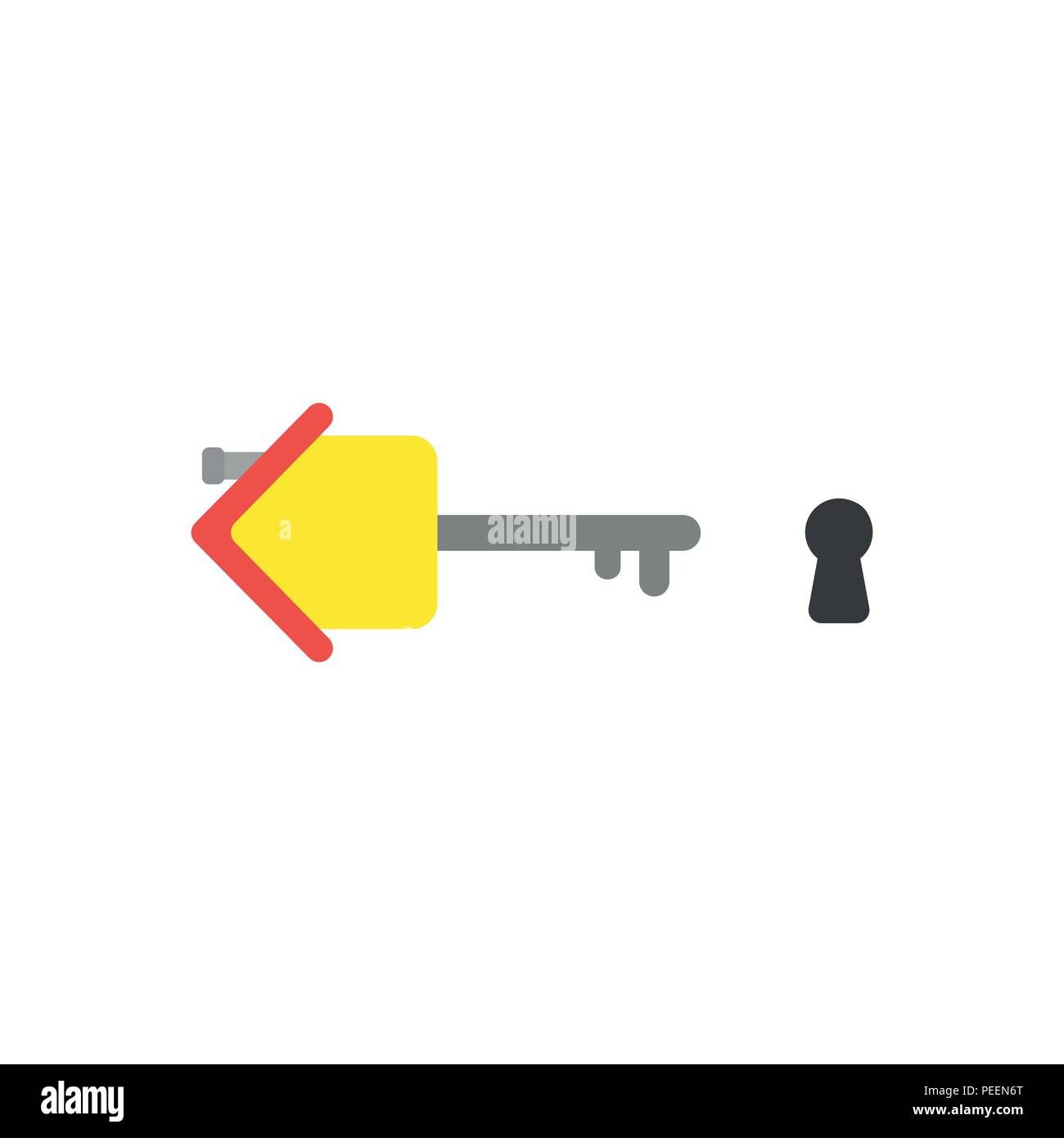Flat design vector illustration concept of yellow house key symbol icon ...