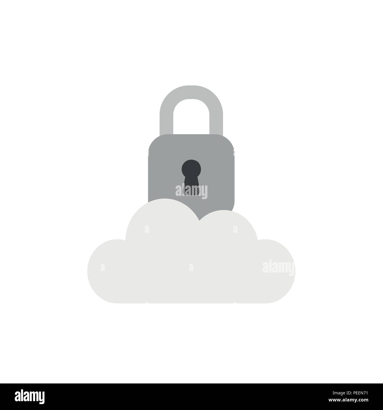 Flat design vector illustration concept of closed padlock on cloud ...