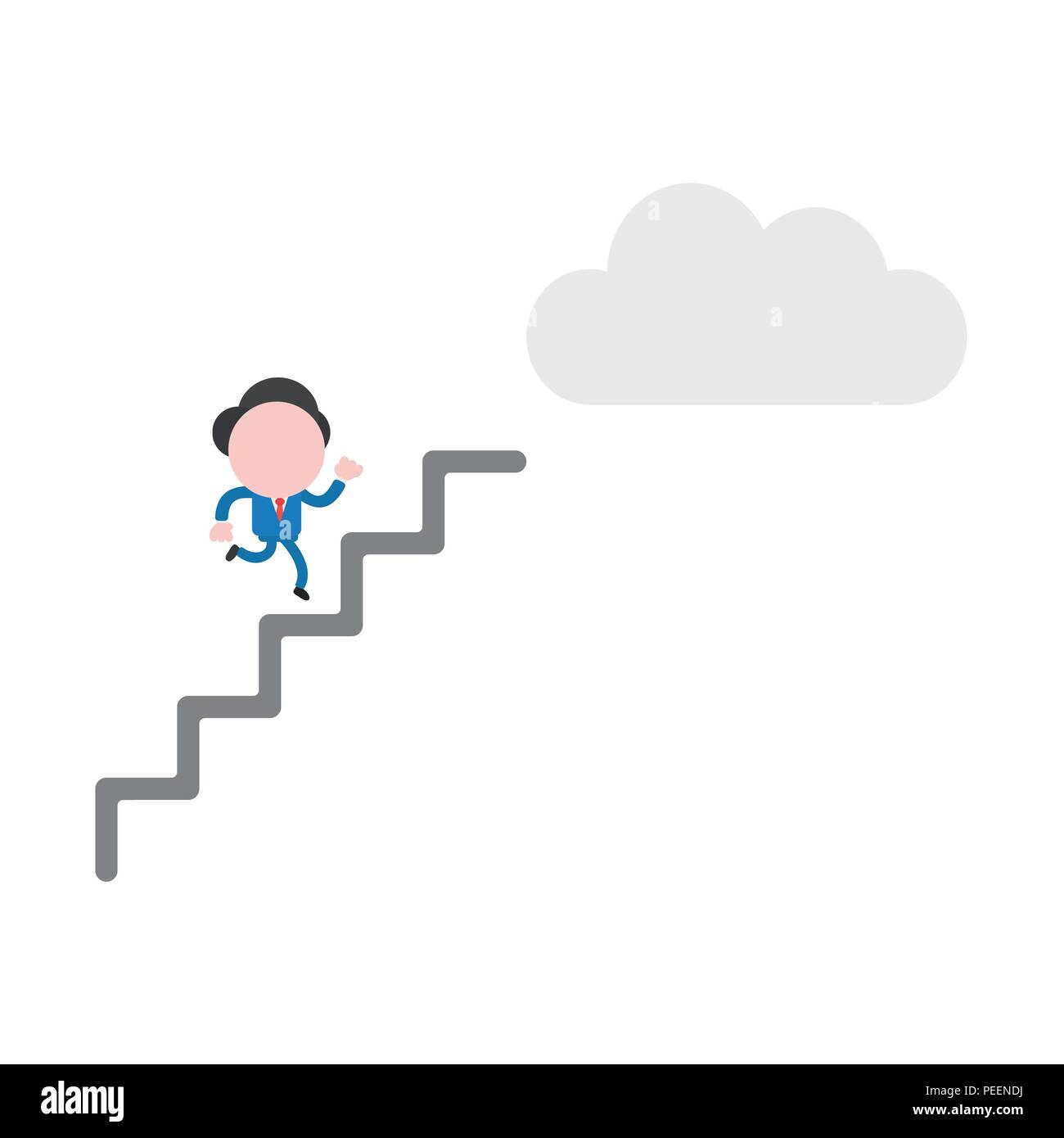 Vector illustration of businessman character running on stairs to reach ...