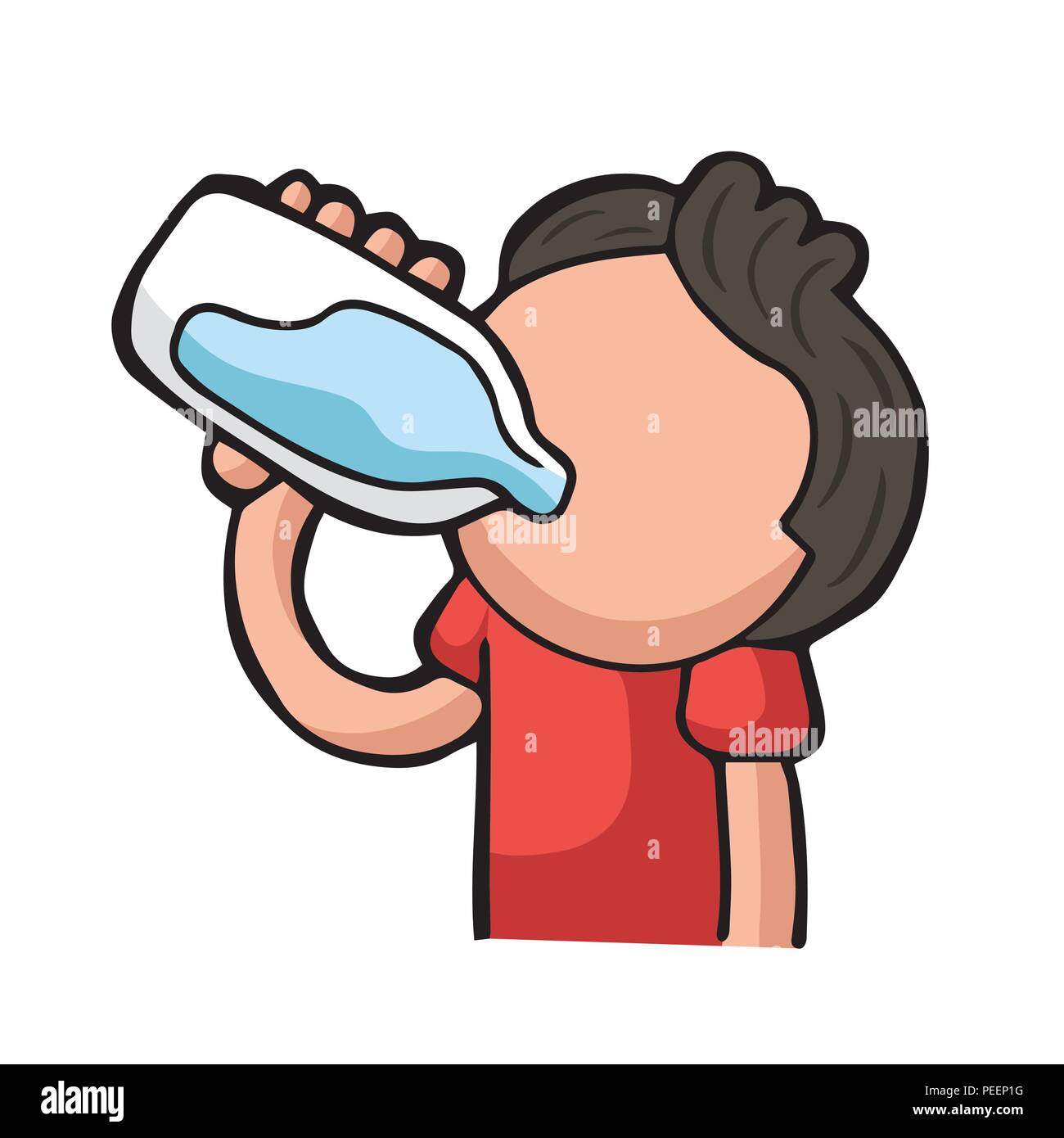 person drinking water cartoon