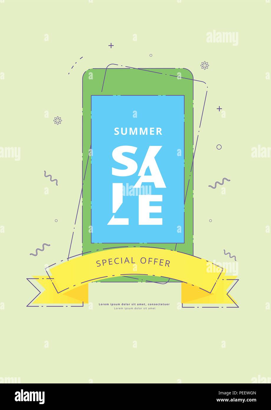 Summer Sale Vertical Banner With Phone Element For Graphic Design