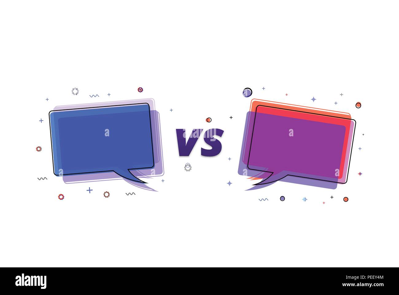 Versus Banner Vs Letters With Speech Bubbles Isolated On White