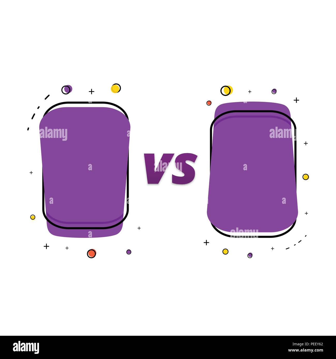 Versus banner. VS letters with geometric badges isolated on white