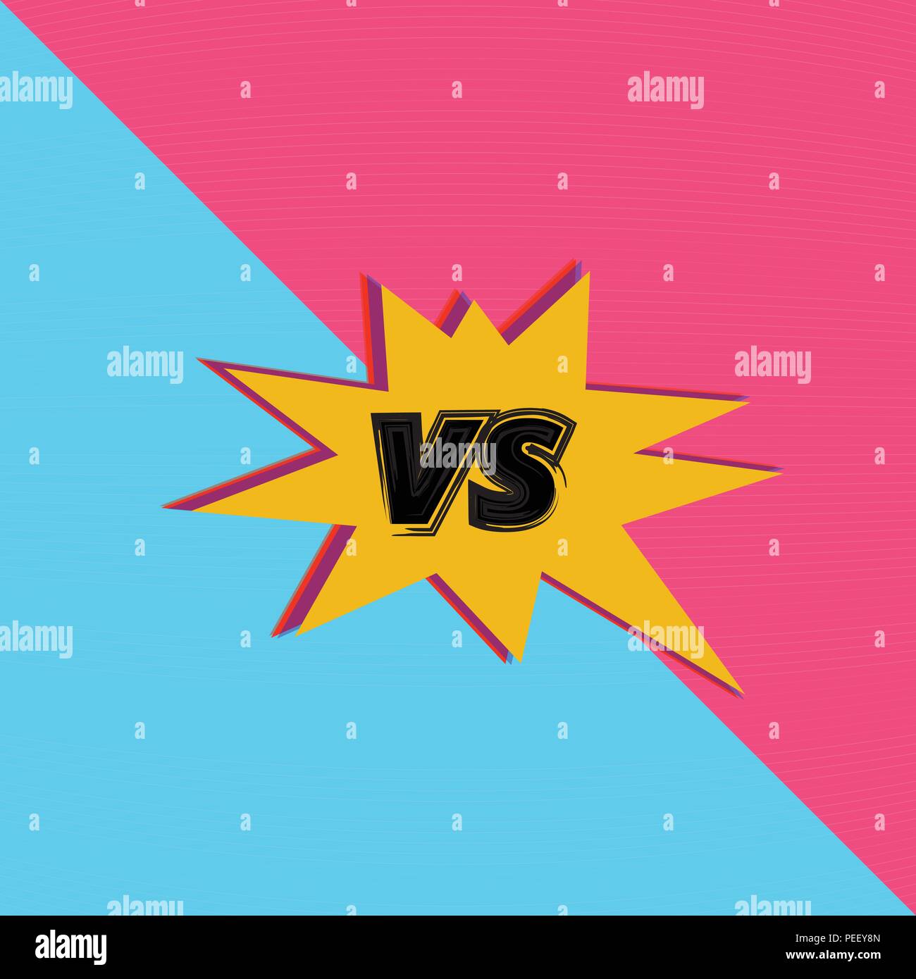 Vs Screen Versus Sign On Divided Background Pop Art Retro Style