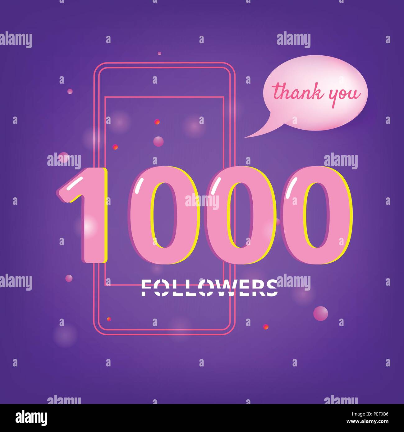 1000 Followers thank you phrase. Template for social media post. Glitch ...