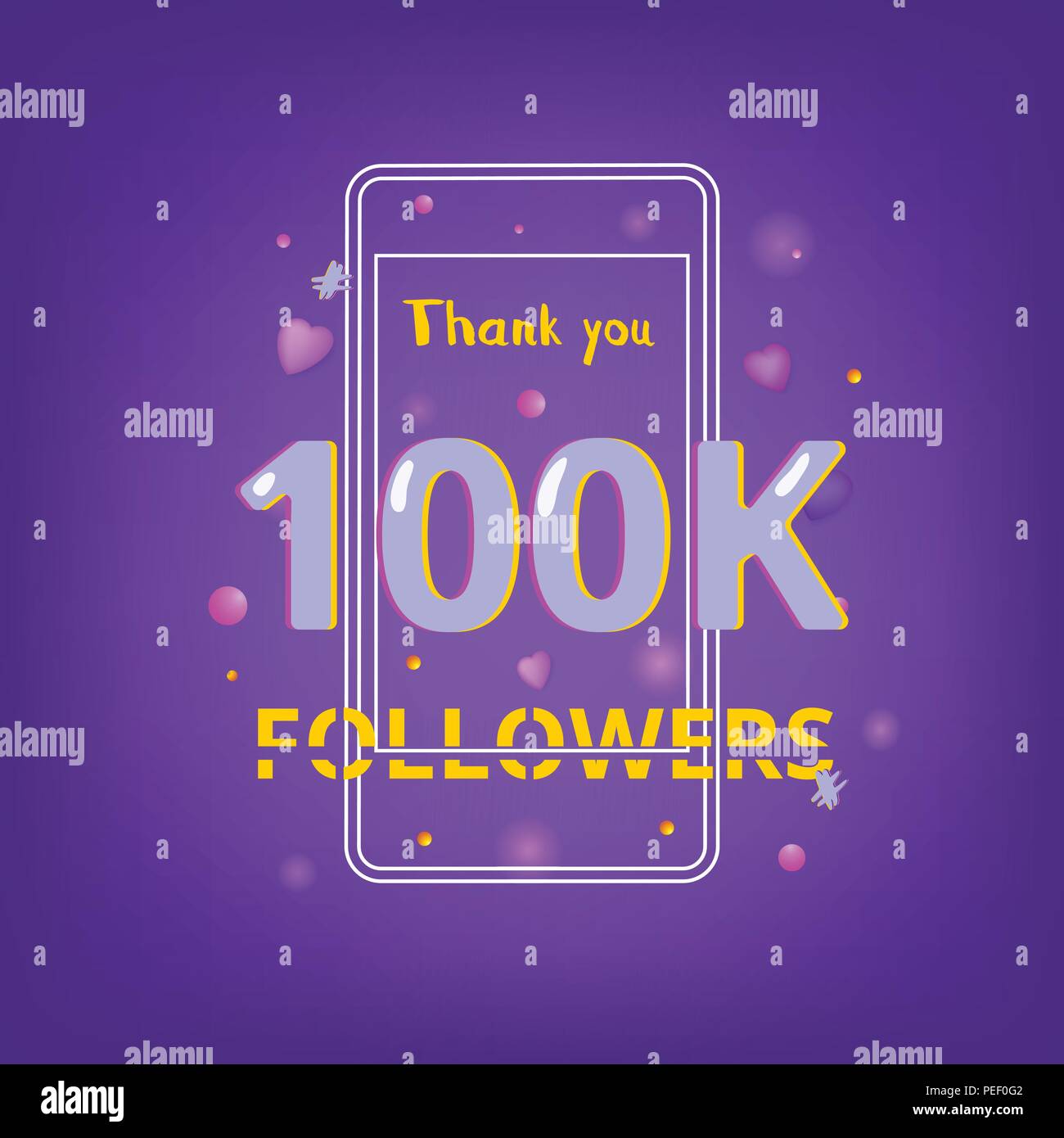 100K Followers thank you phrase with random items. Template for social ...