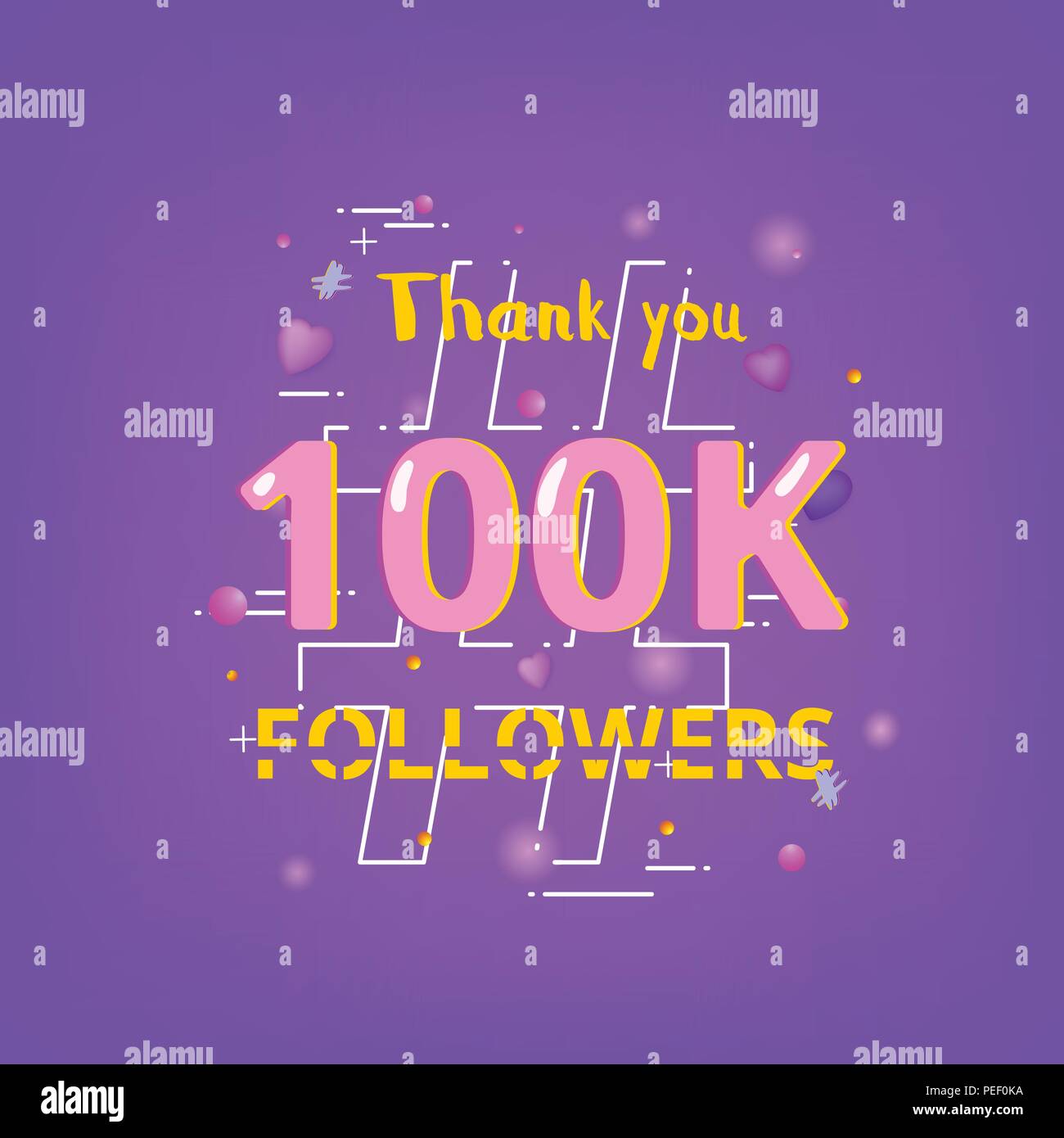 100K Followers thank you phrase with random items. Template for social ...