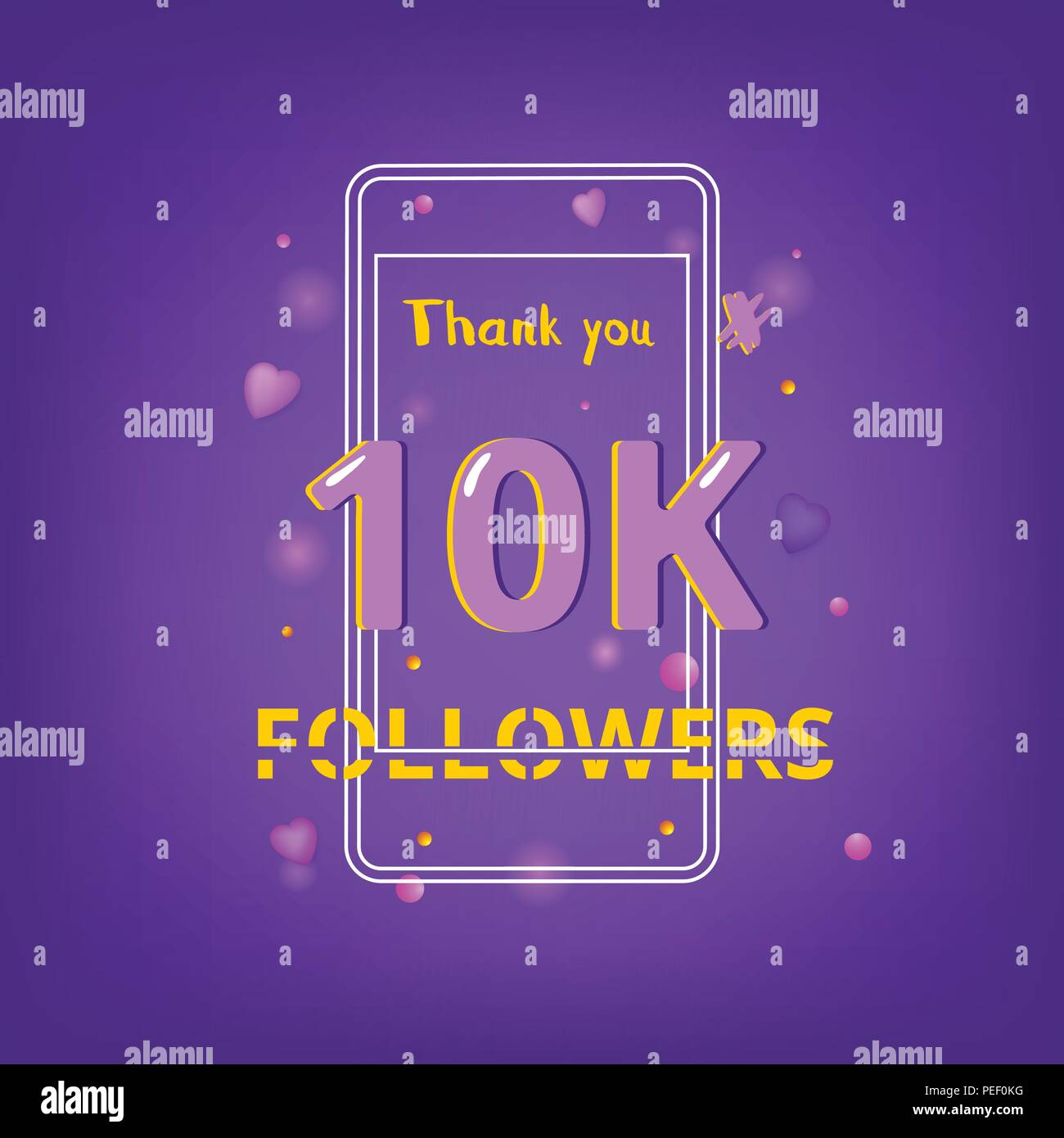 10K Followers thank you phrase. Template for social media post. Glitch ...