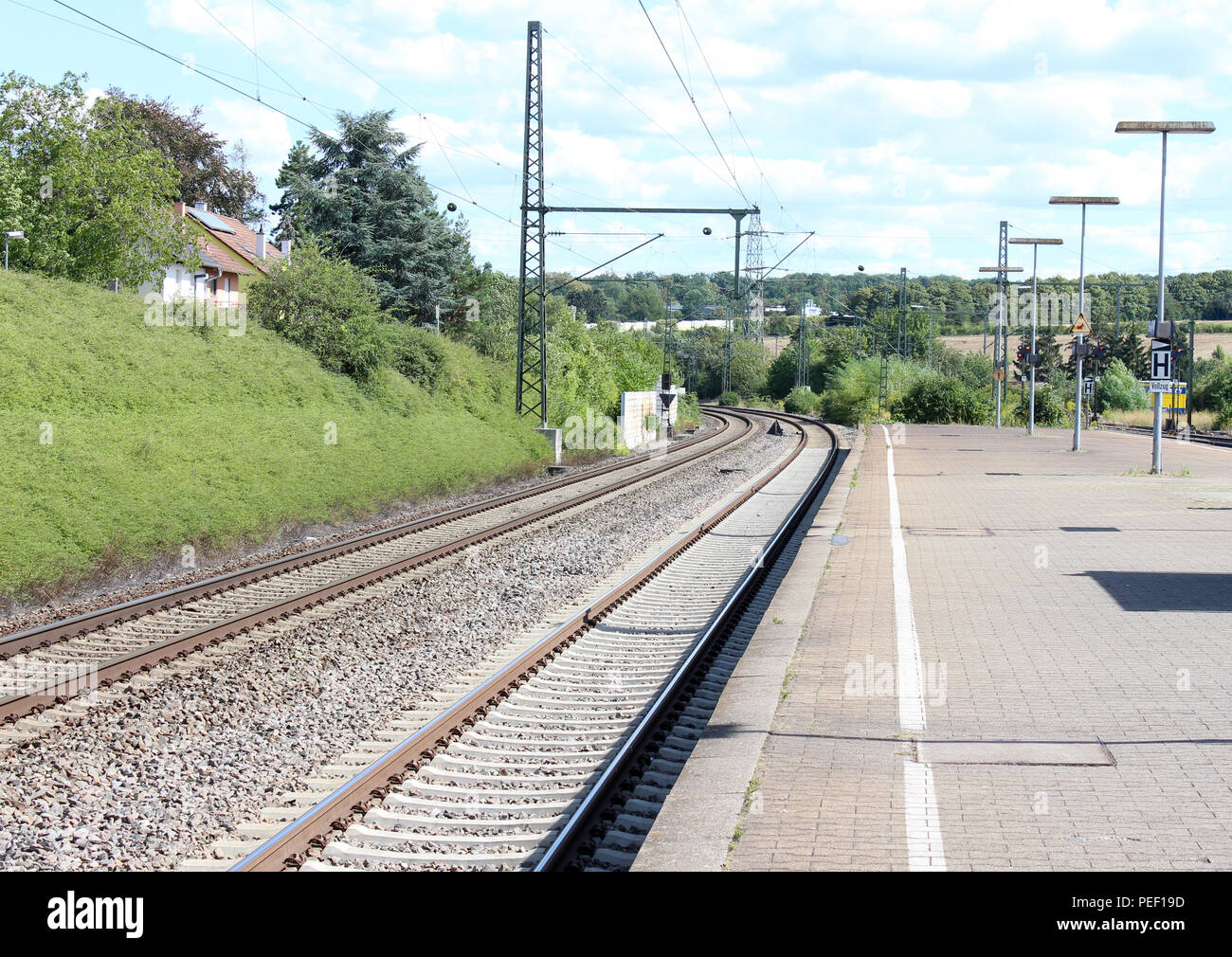Railway track and station single and multiple tracks Railroad Waiting