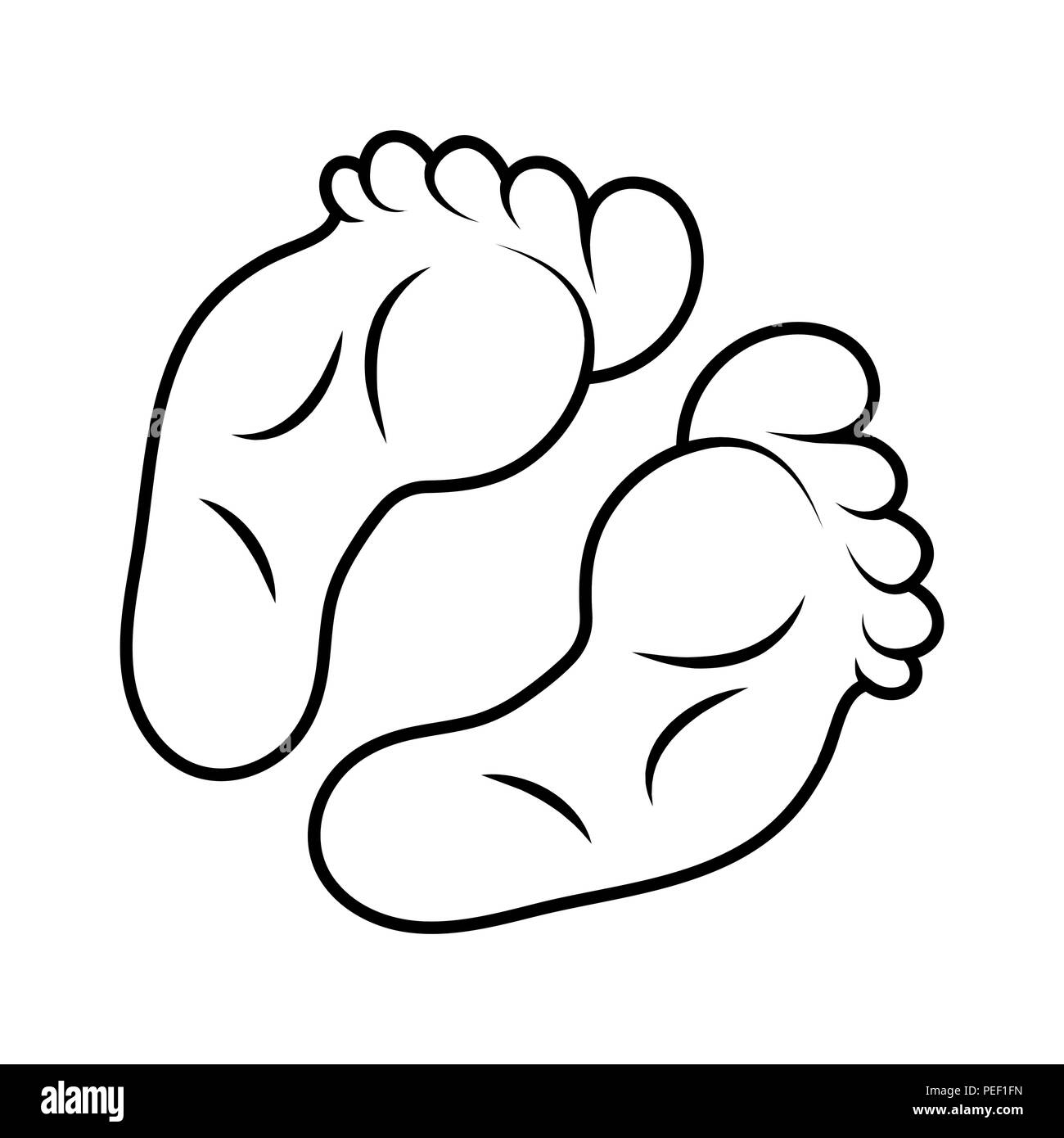 foot print icon outline design isolated on white background Stock Vector