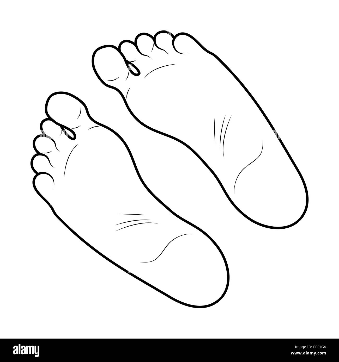foot print icon outline design isolated on white background Stock
