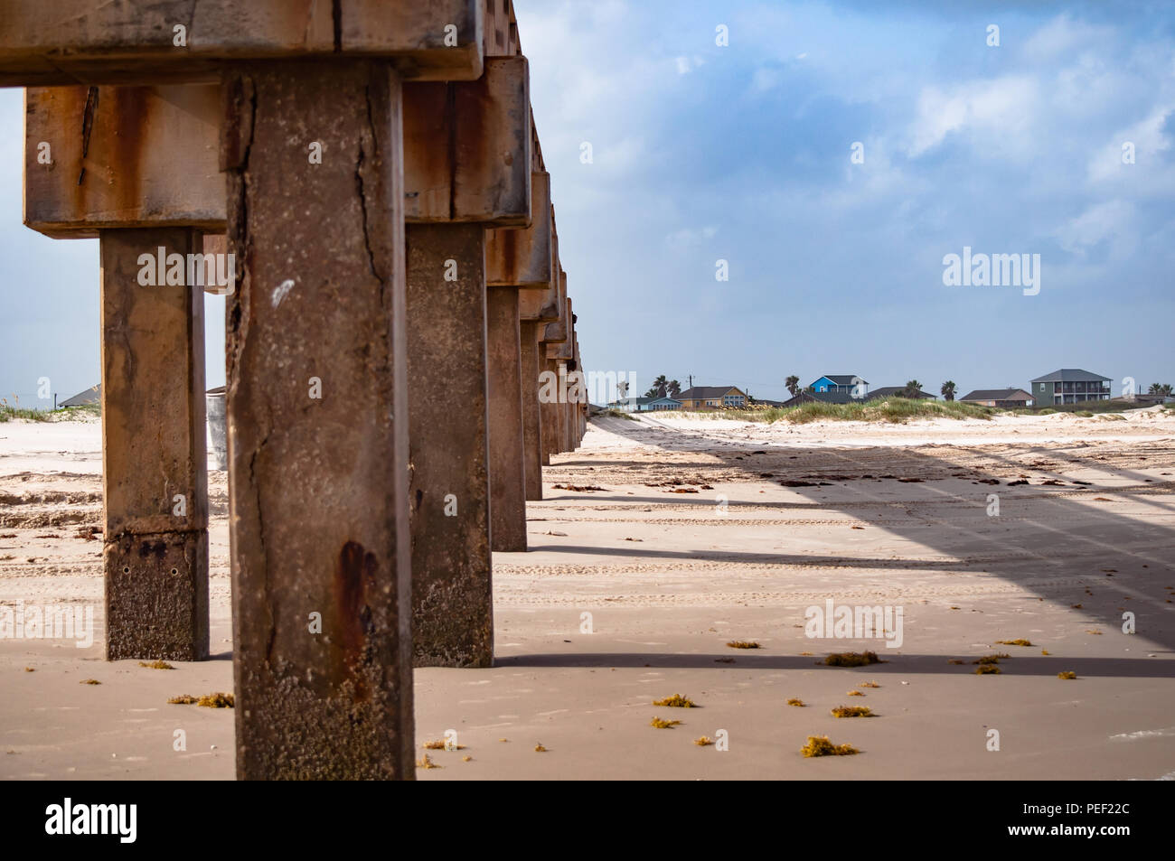 Beach Pier Matagorda Beach Stock Photo Alamy