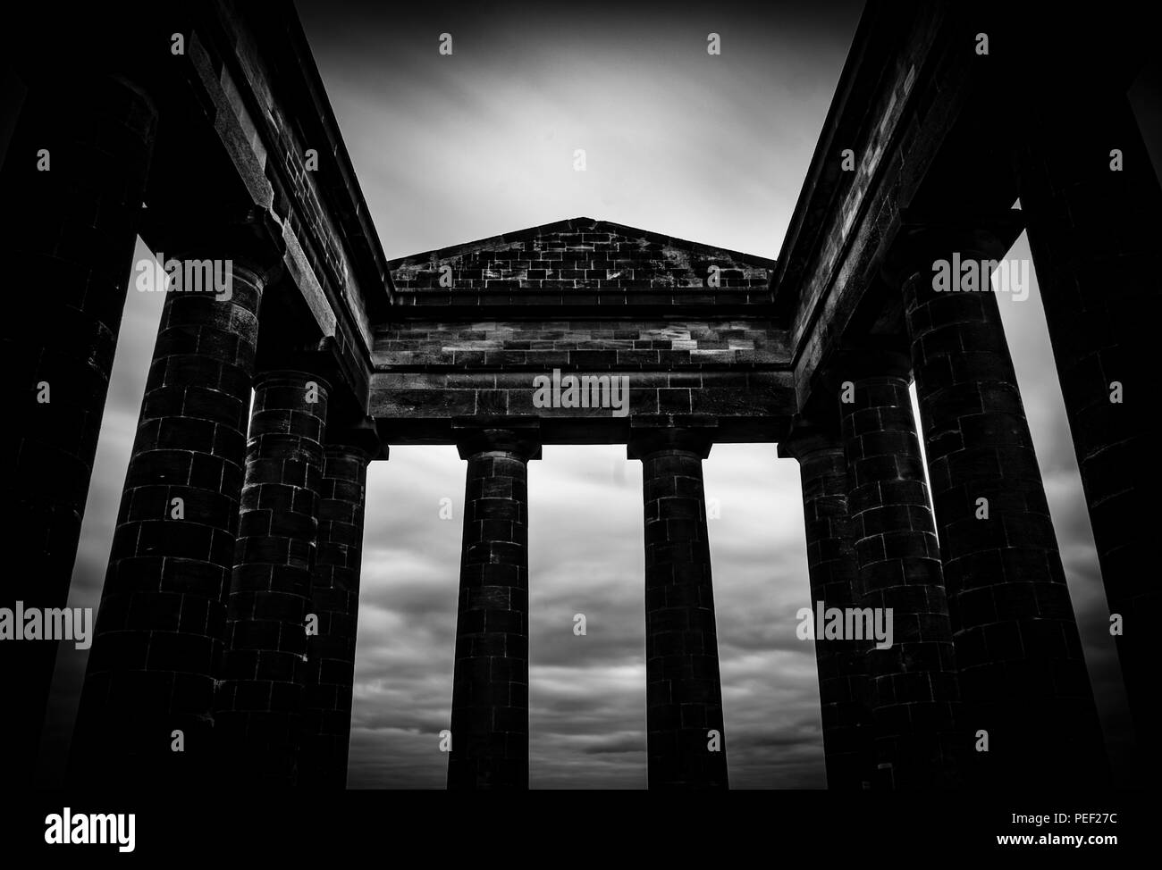 Penshaw Monument, built in honour of The Earl of Durham by public subscription in 1844. The monument is a half size replica of the  Temple of Hephaestus in Athens Stock Photo