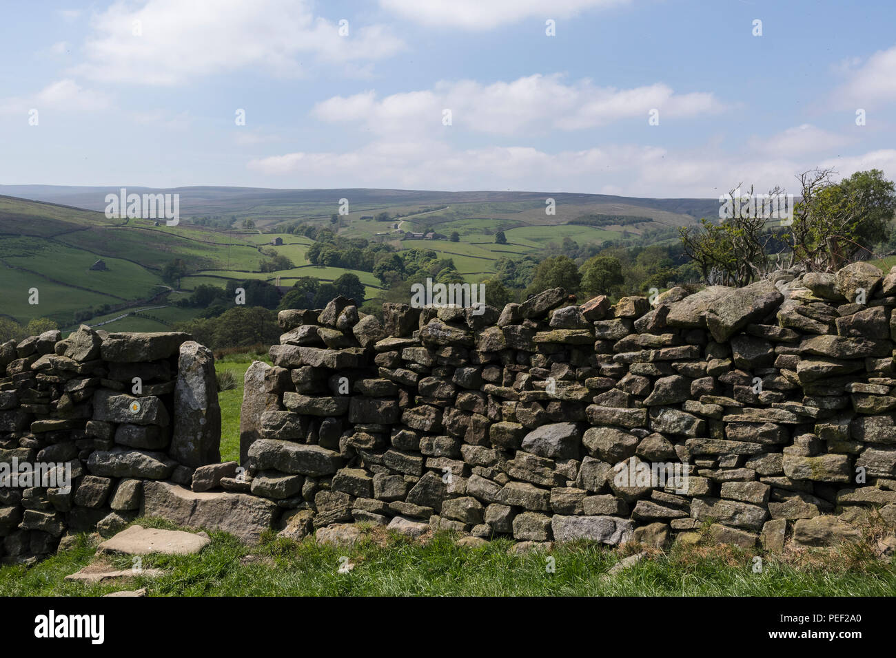 Style in a dry stone wall in Nidderdale, North Yorkshire, England, UK Stock Photo