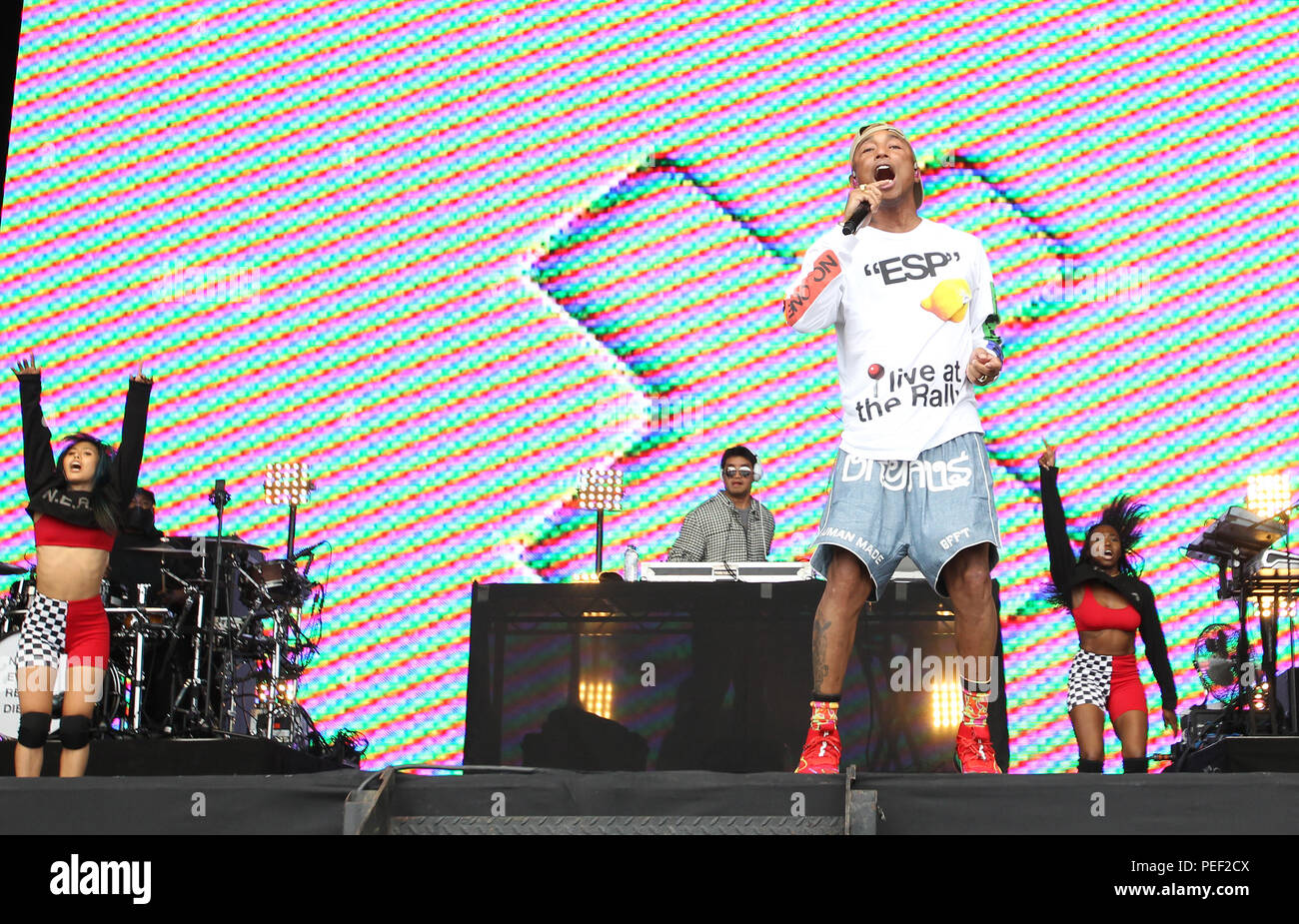 Lovebox Music Festival 2018 - Day 2 - Performances  Featuring: n.e.r.d, pharrell williams, chad hugo, shay haley Where: London, United Kingdom When: 14 Jul 2018 Credit: WENN.com Stock Photo