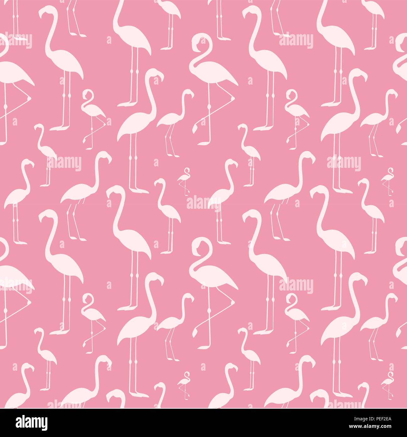 Vector illustration seamless pattern of a pink flamingo. Background ...