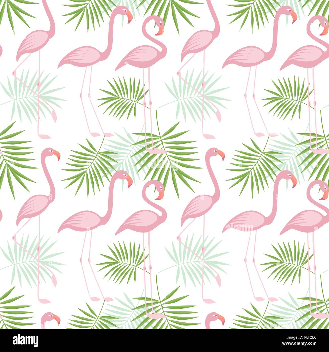 Vector illustration seamless pattern of a pink flamingo. Background ...