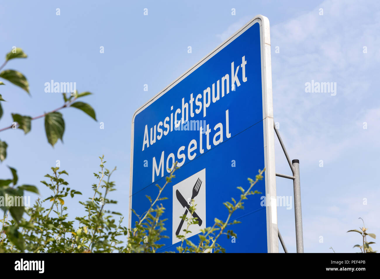 Mosel Valley highway sign germany Stock Photo