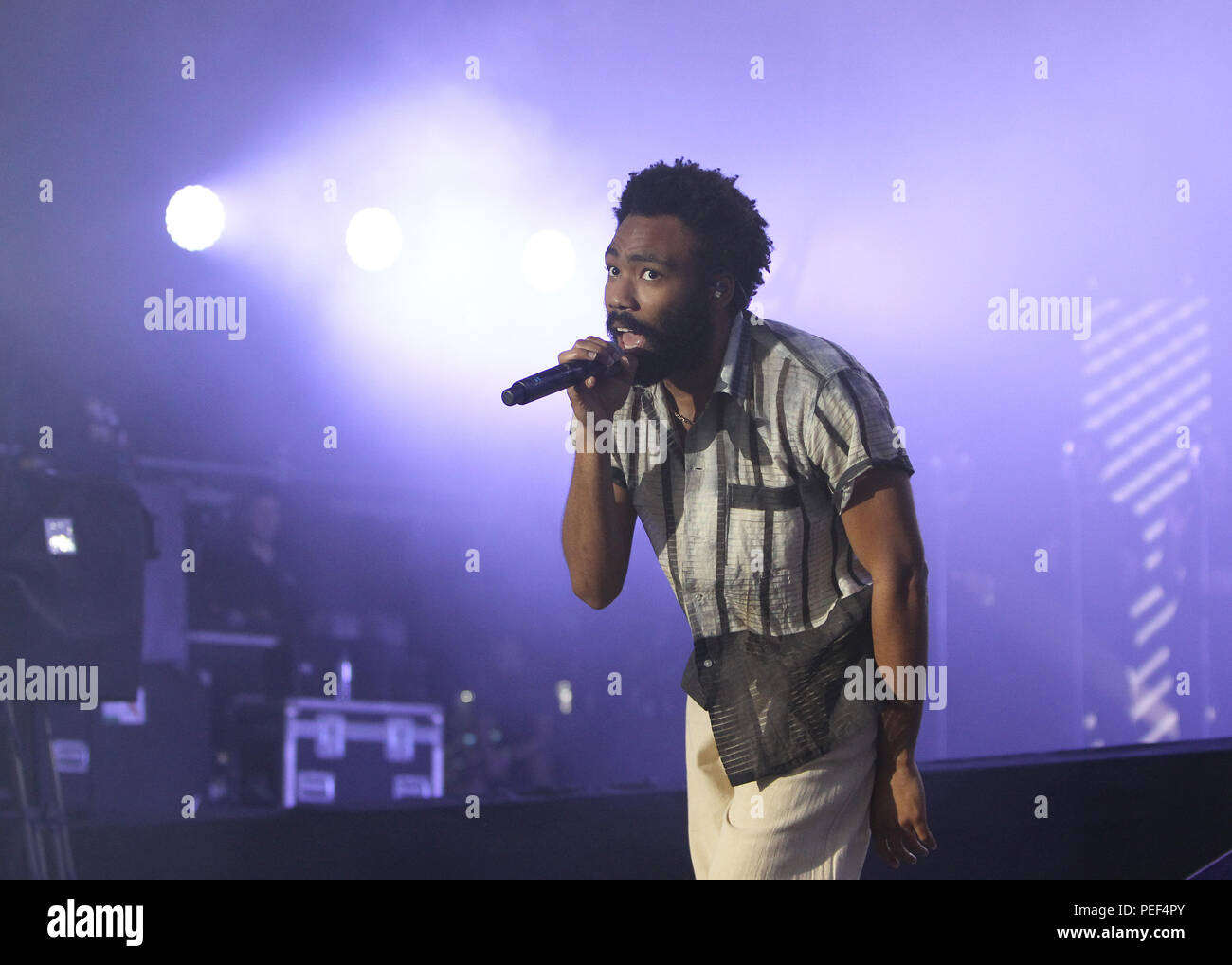 Donald Glover performing as Childish Gambino at Lovebox Festival 2018 in Gunnersbury Park on Saturday 14th July 2018 (Photos by Ian Bines/WENN)  Featuring: childish gambino, donald glover Where: London, United Kingdom When: 15 Jul 2018 Credit: WENN.com Stock Photo