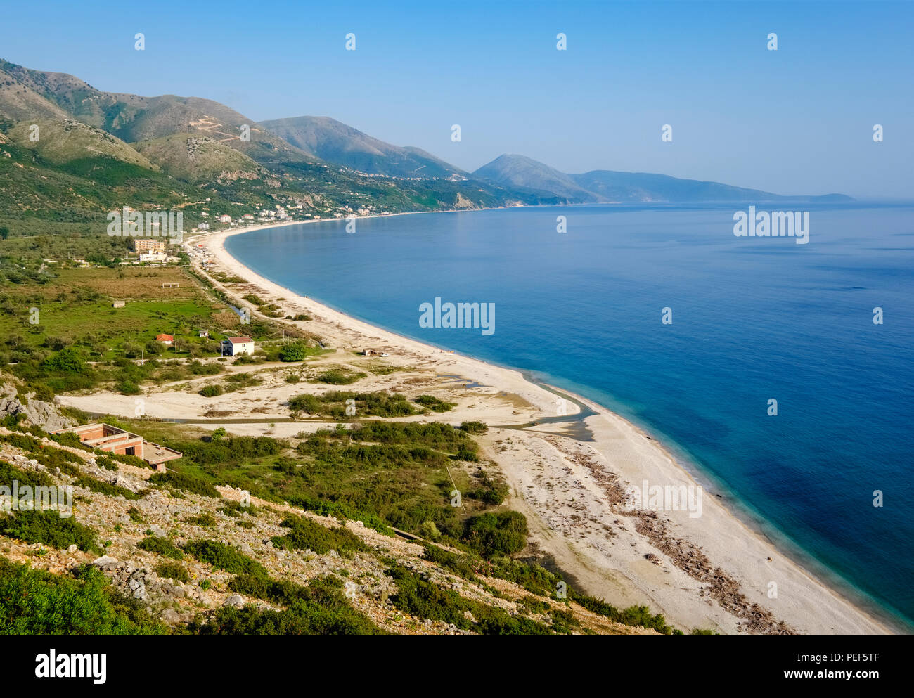 Beach of Borsh, Albanian Riviera, Ionian Sea, Qark Vlora, Albania Stock Photo
