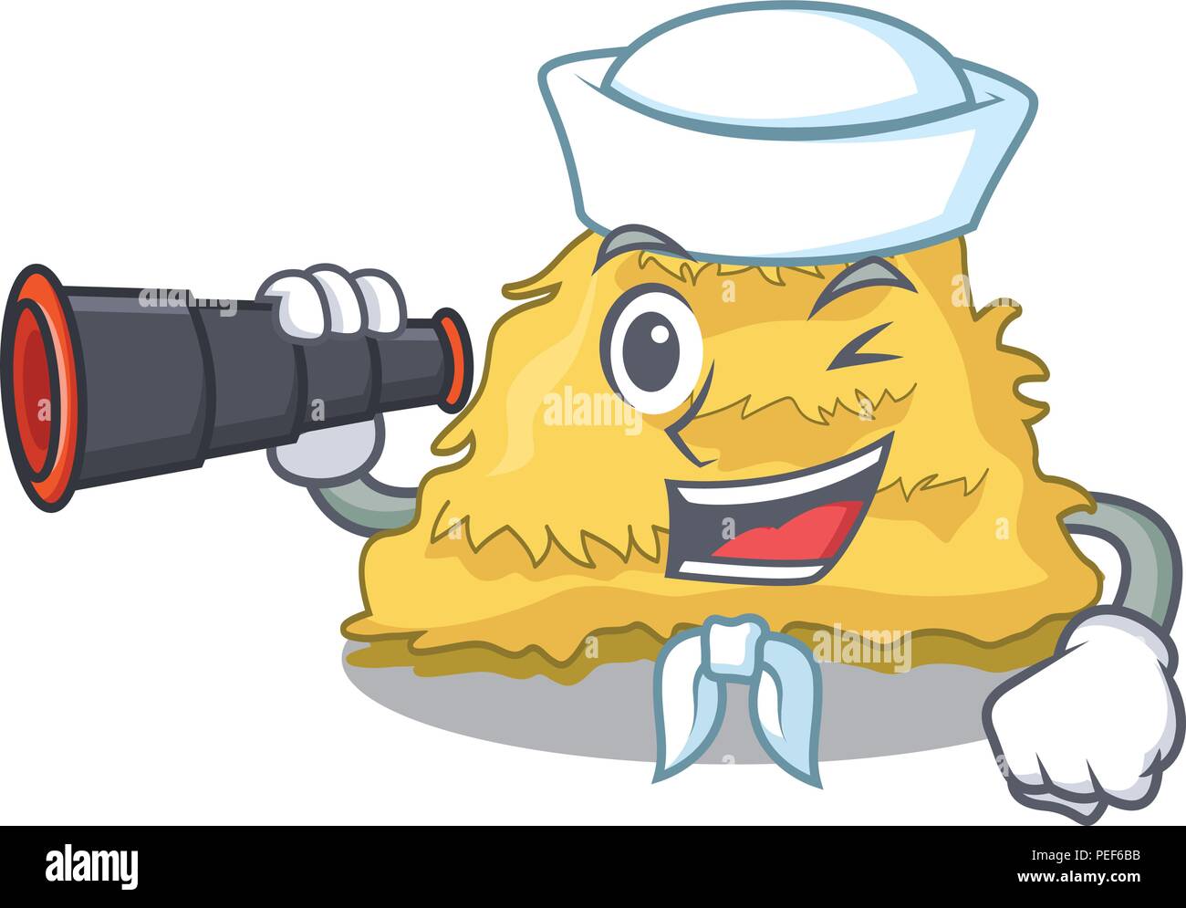 Sailor with binocular hay bale mascot cartoon Stock Vector