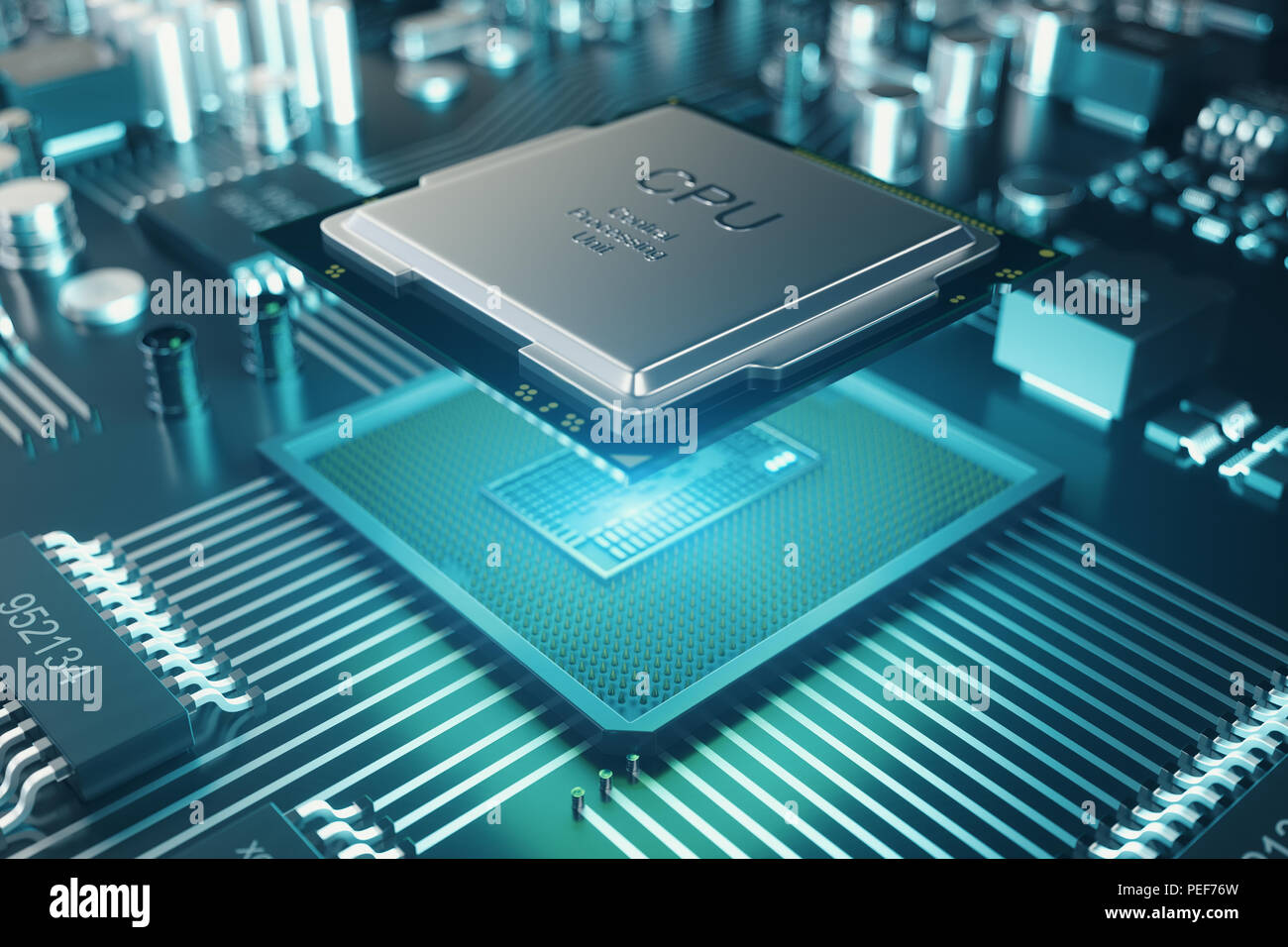 Circuit board. Technology background. Central Computer Processors CPU