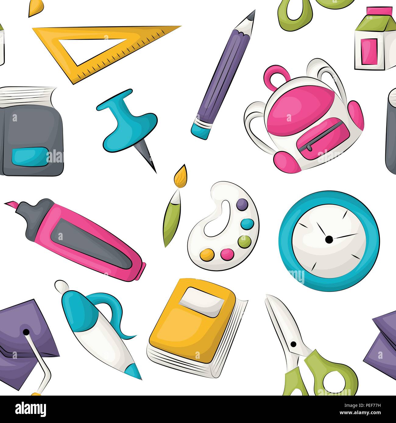 School supplies theme. Seamless pattern. Vector illustrator Stock Vector Image & Art Alamy