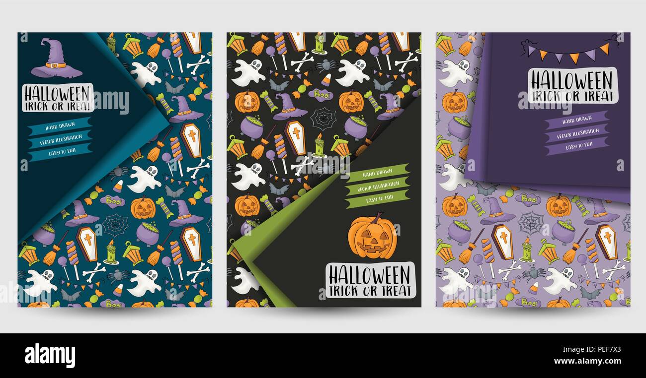 Halloween poster brochure. Design for a party invitation flyer. Magazine cover template. Stock Vector
