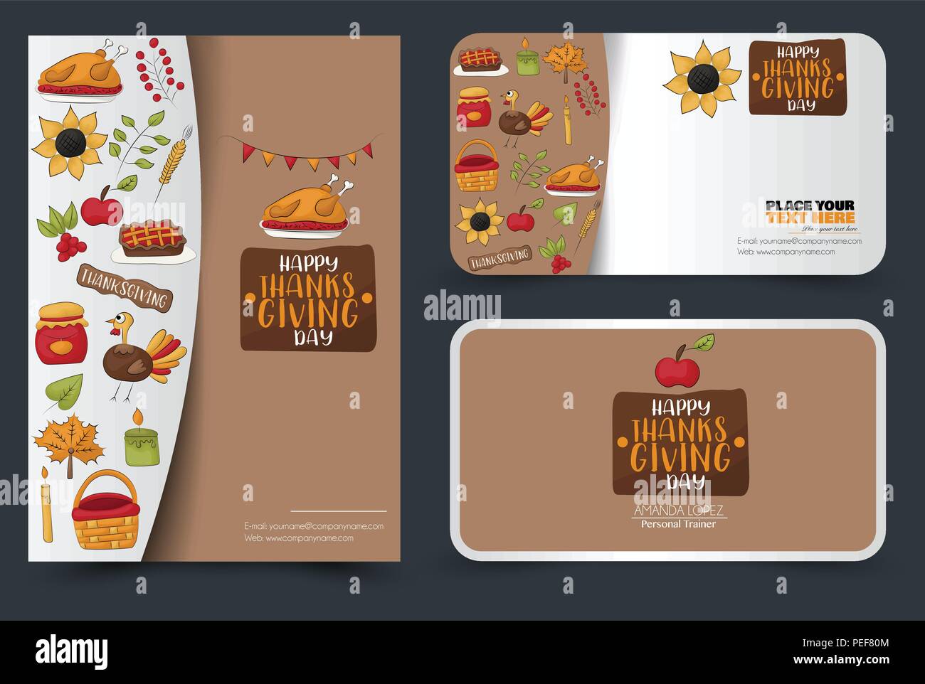 Thanksgiving flyer and banner or business card set. Poster template for ...