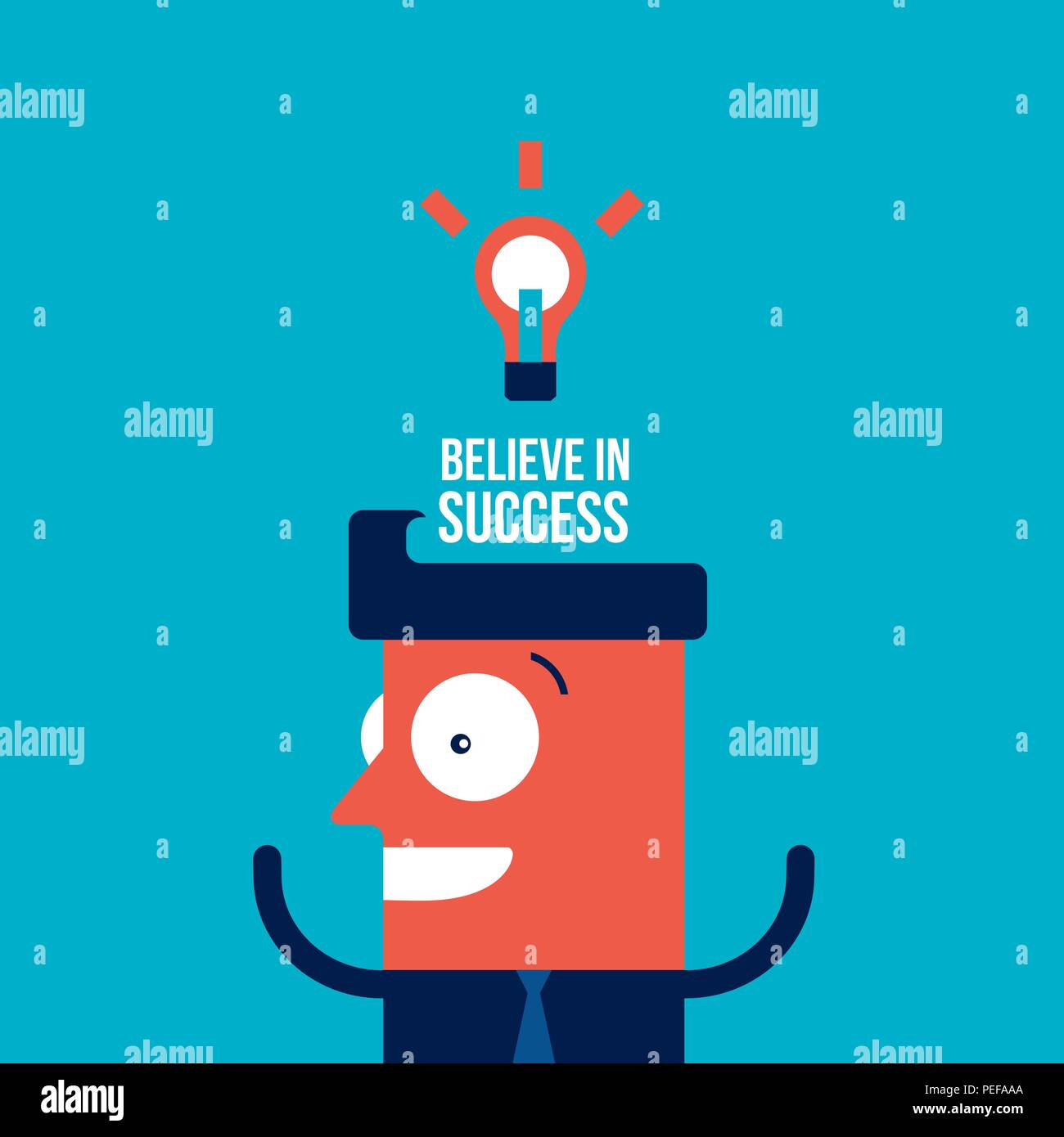 Happy businessman with bright idea Business success concept Stock Vector