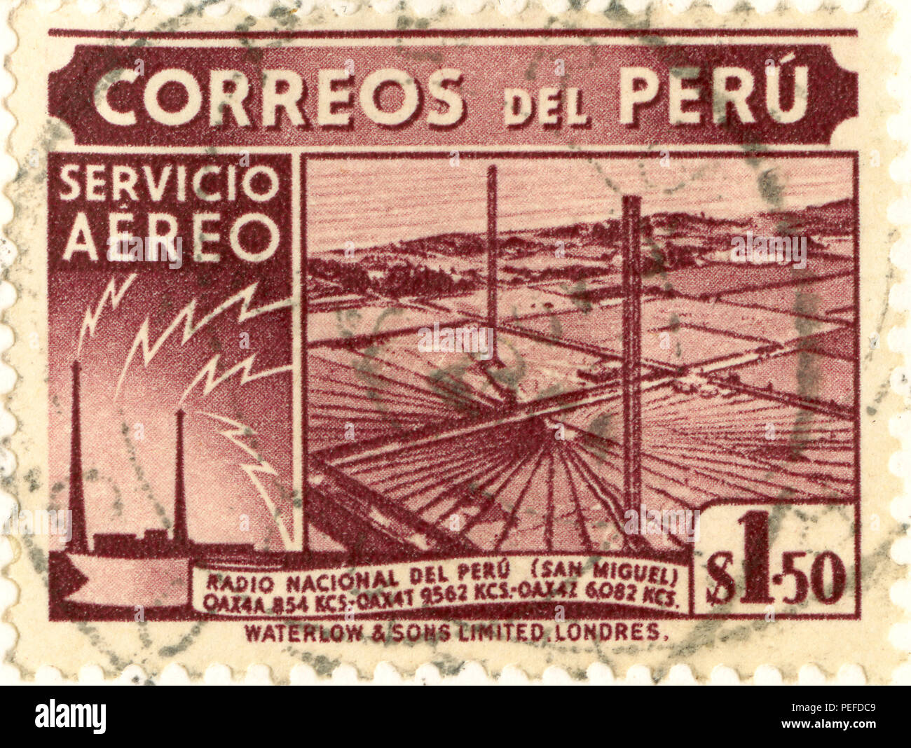 Peru Air Service Postage Stamp, 1938 Stock Photo