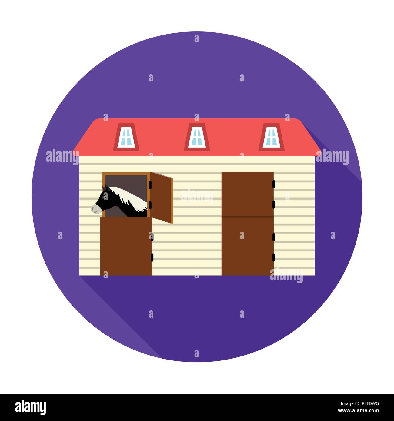 Horse stable icon in flat design isolated on white background ...
