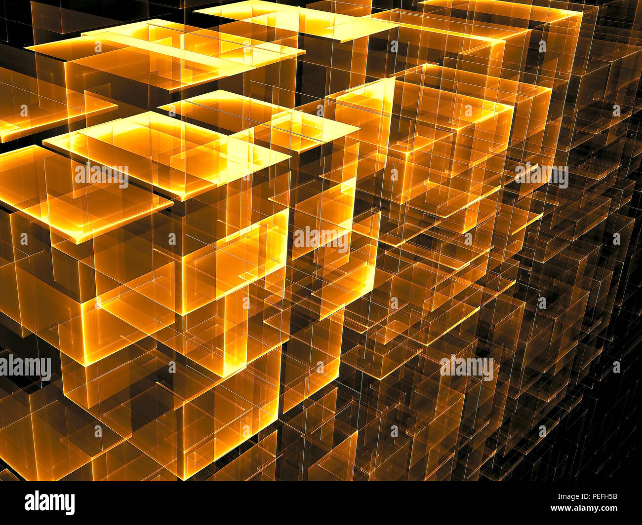 Abstract golden cubes background - digitally generated image Stock Photo