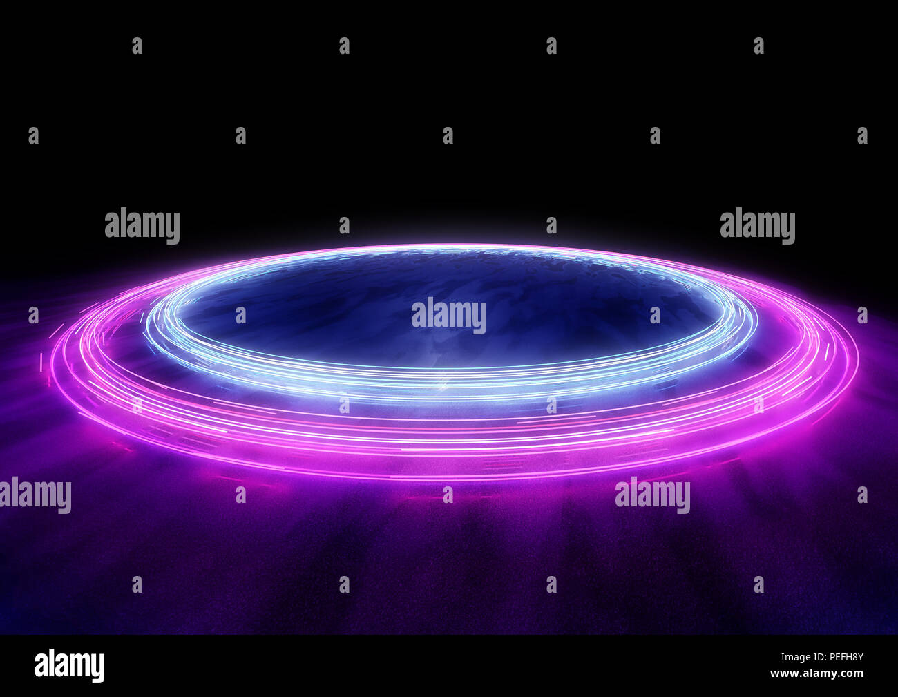 Neon Circles of car light trails. 3D illustration Stock Photo Alamy