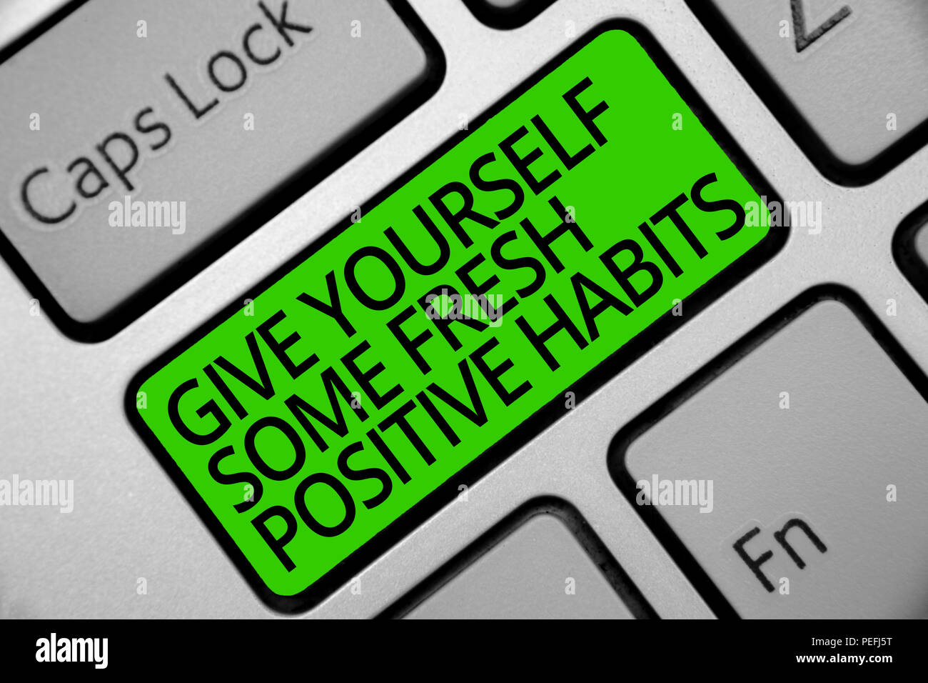 Positive Rouintes Handwriting text Give Yourself Some Fresh Positive Habits. Concept ...