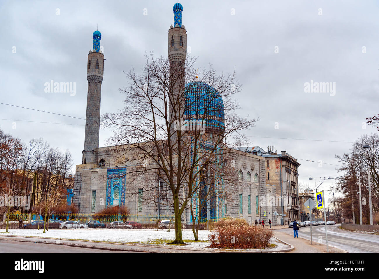 Saint Petersburg, Russia - December 30, 2017: View of Saint Petersburg Mosque in winter. Opened in 1913 Stock Photo