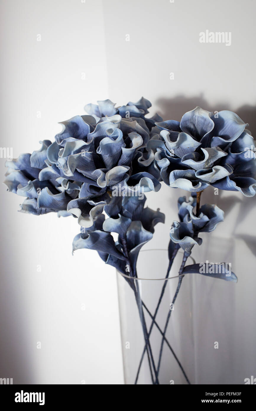 Decorative floral art - contemporary beauty in pastel blue hues Stock Photo