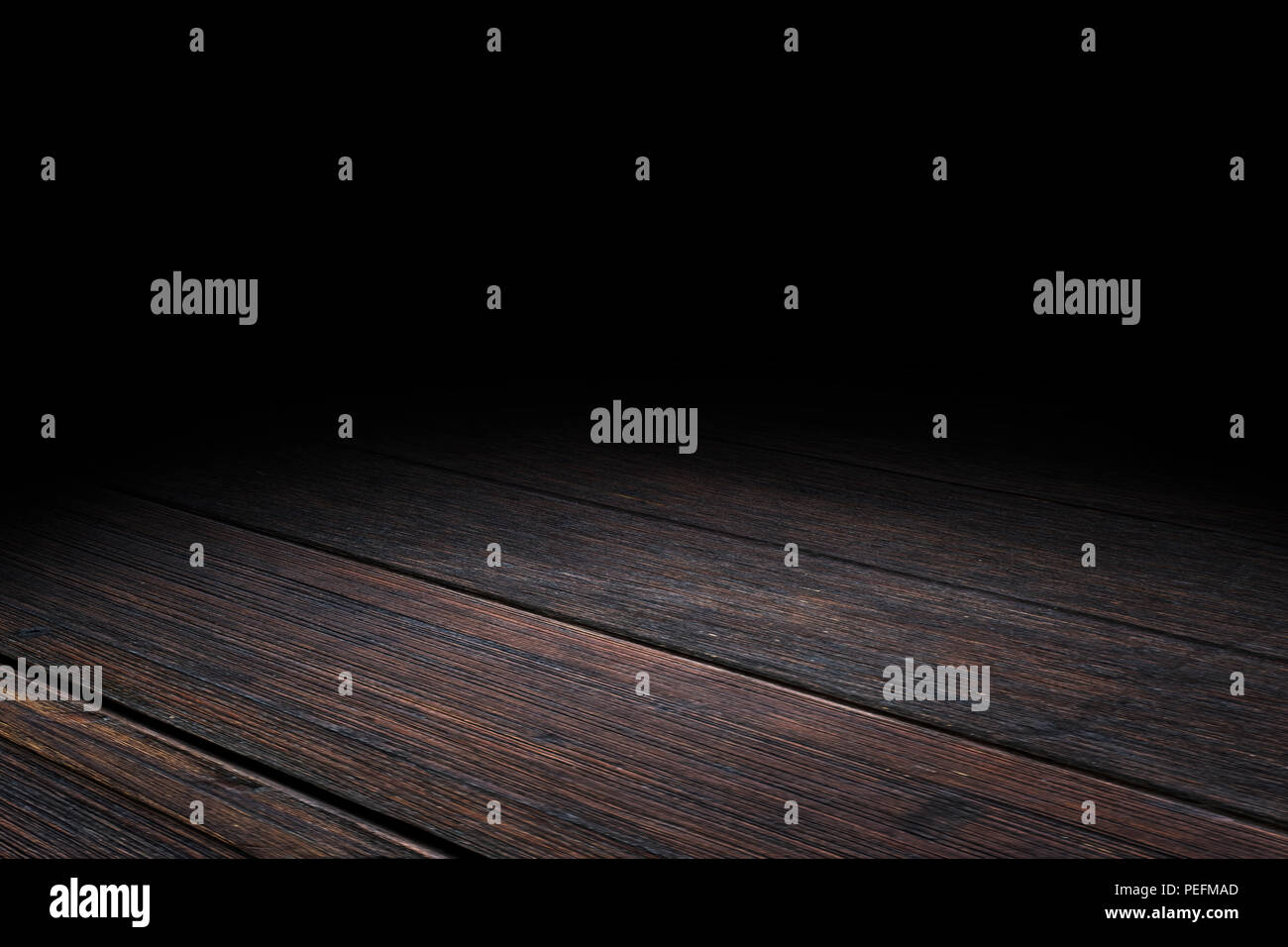 Dark Plank old wood floor texture perspective background for display or montage of product,Mock up template for your design. Stock Photo