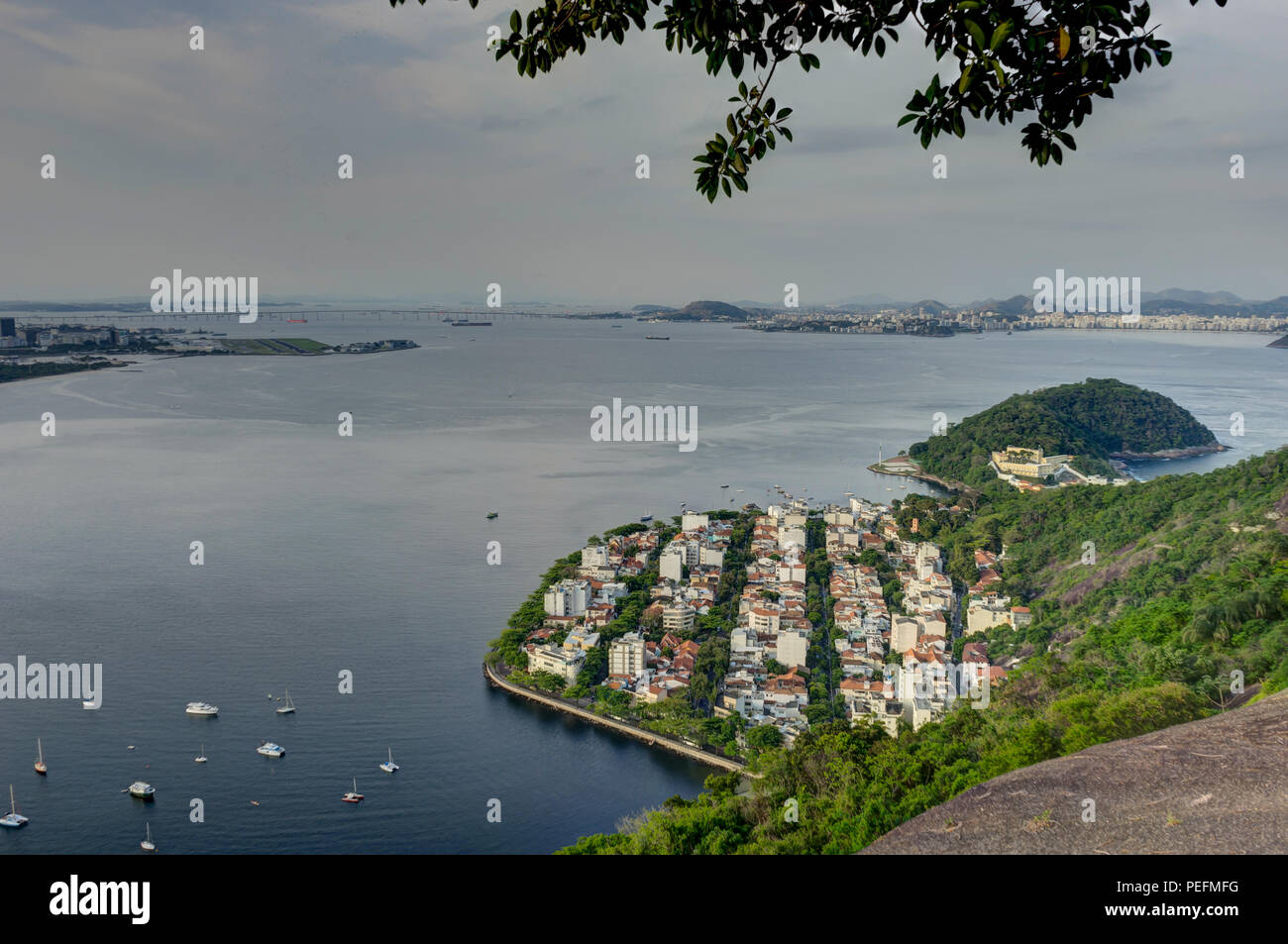 Aerial view of Rio de Janeiro Federal University (Praia Vermelha campus)  nearby the Yacht Club in Urca district under summer afternoon sunny day  Stock Photo - Alamy