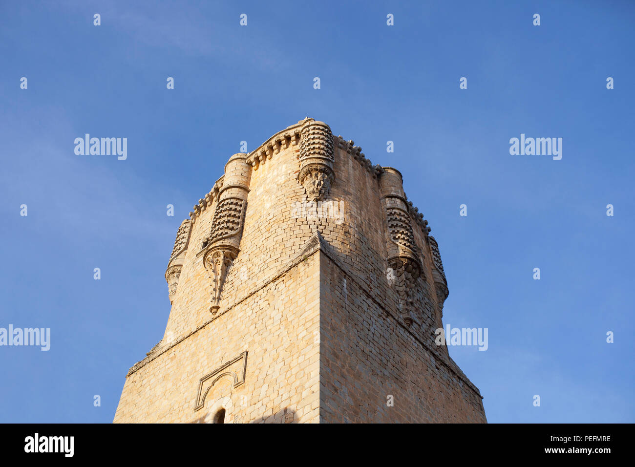 Impressive Belalcazar Castle, with the highest keep tower of Iberian Peninsula, Córdoba, Spain Stock Photo