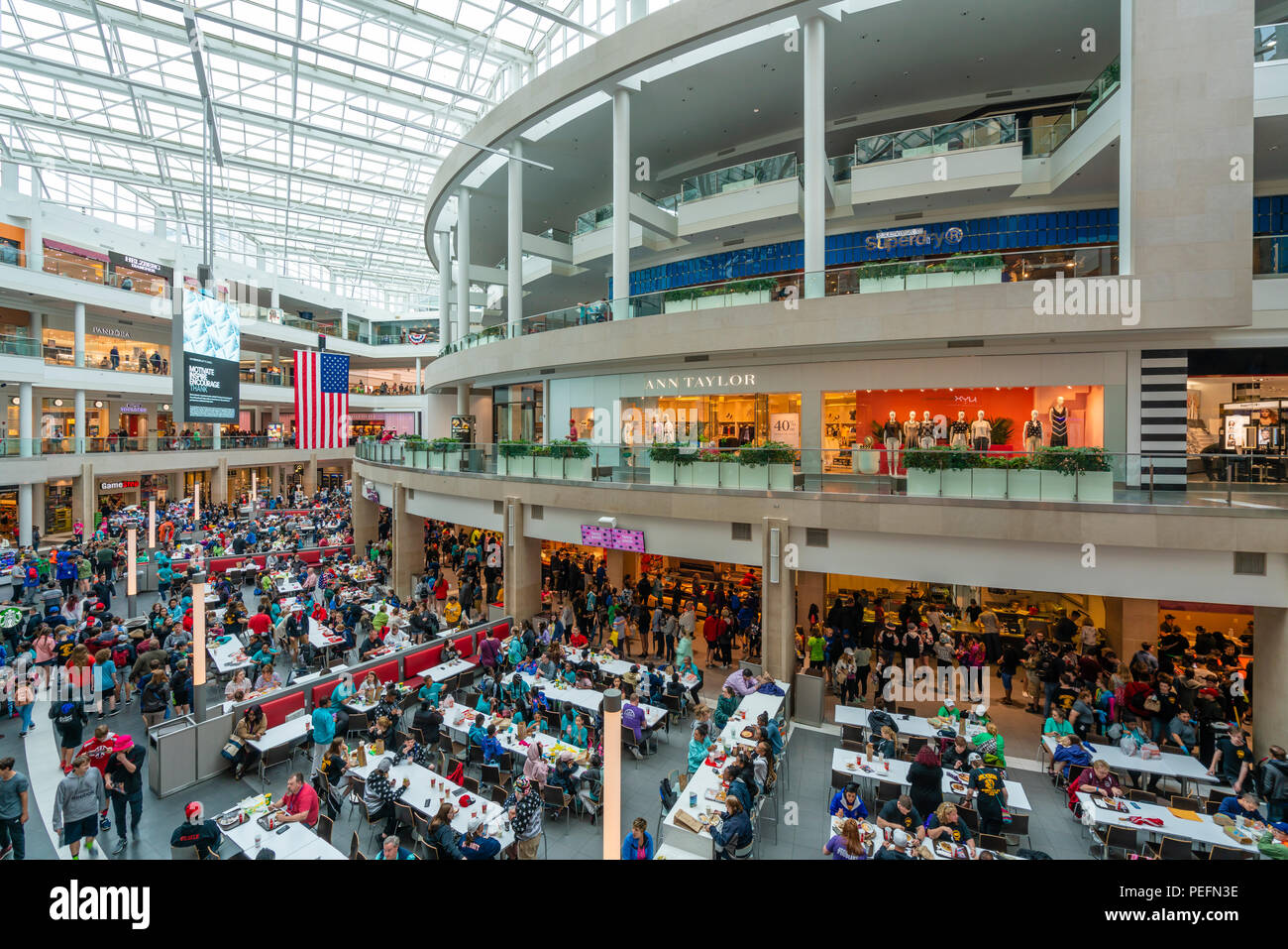 People visiting a shopping mall in the United States Stock Photo