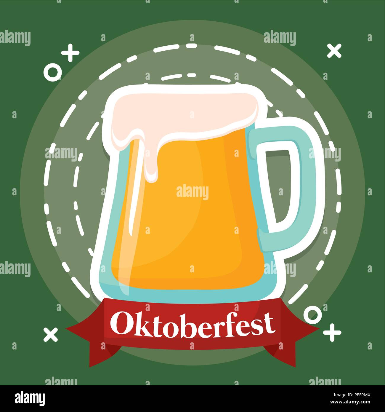 Oktoberfest festival design with beer mug over green background ...