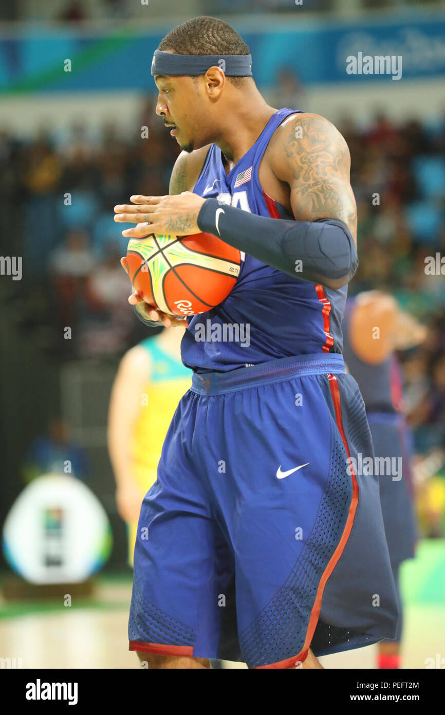 Olympic champion Carmelo Anthony of Team USA in action at group A basketball match between Team