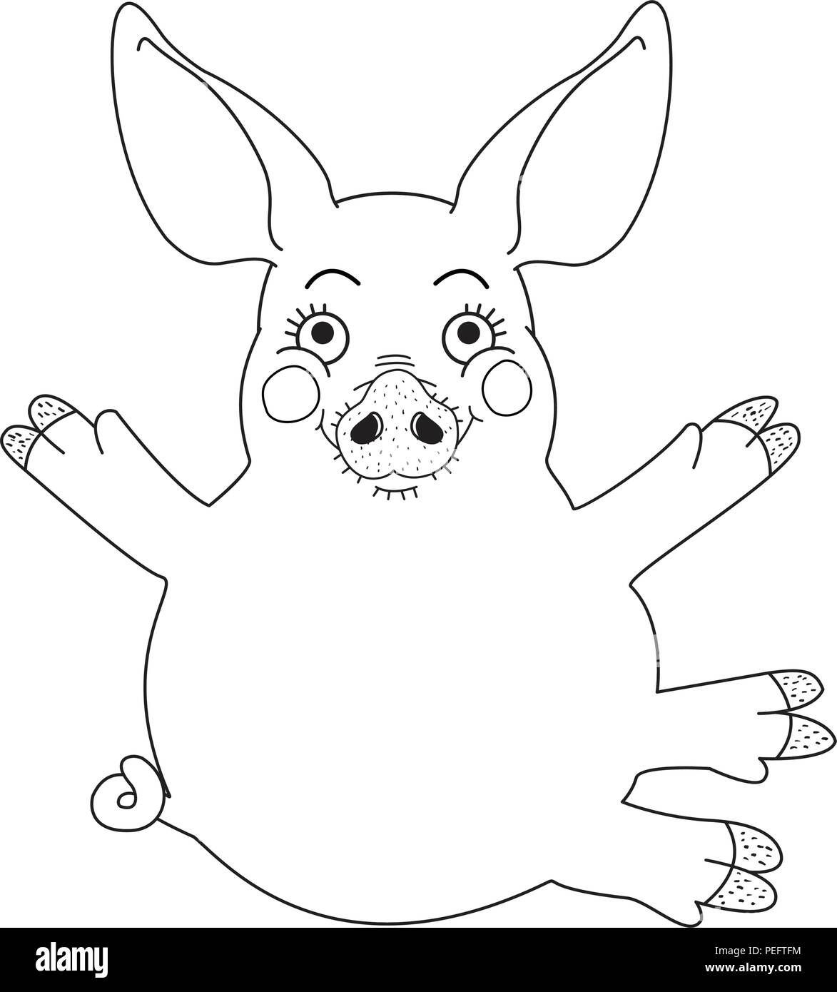 Cute pink piggy with hug gesture isolated on white background Stock Vector